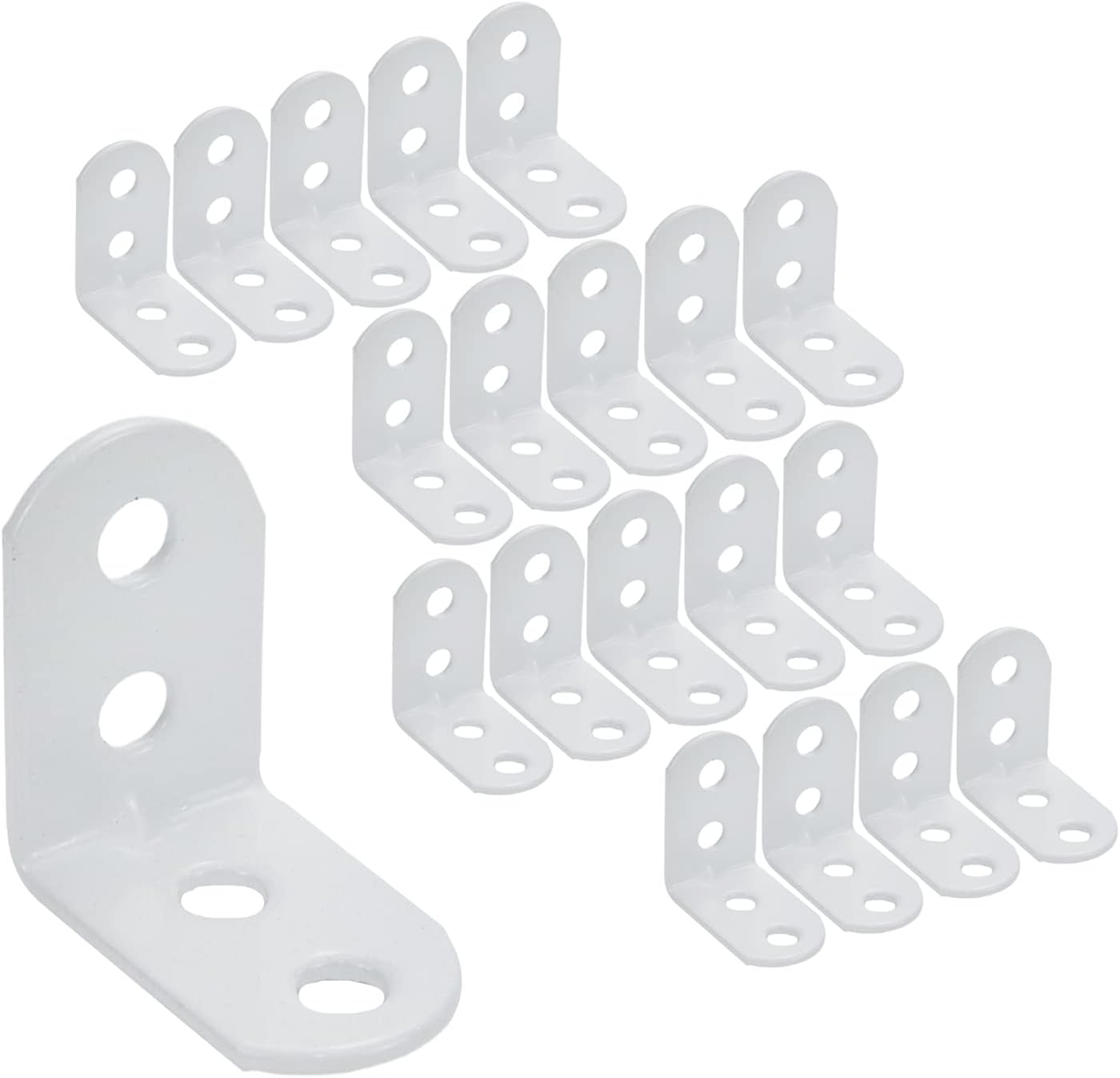 20pcs Iron L Bracket Joint Right Angle Bracket Heavy Duty Shelf Braces for Floating Shelf Wood Table Top, White (29x29x18mm )