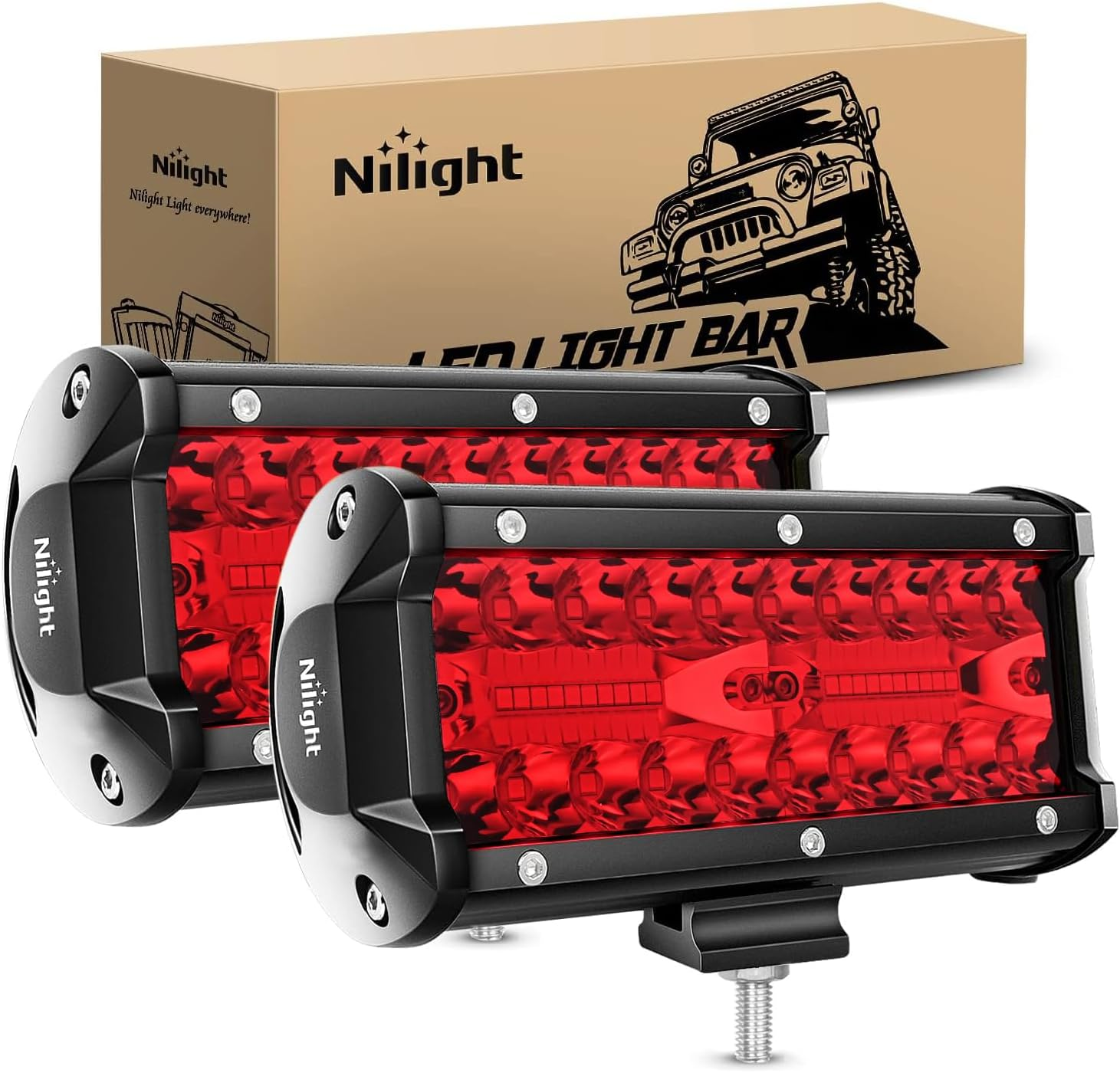 Nilight LED Pods 4PCS 6.5 Inch 120W Light Bar Triple Rows Spot Flood Combo Dr... - Picture 10 of 17