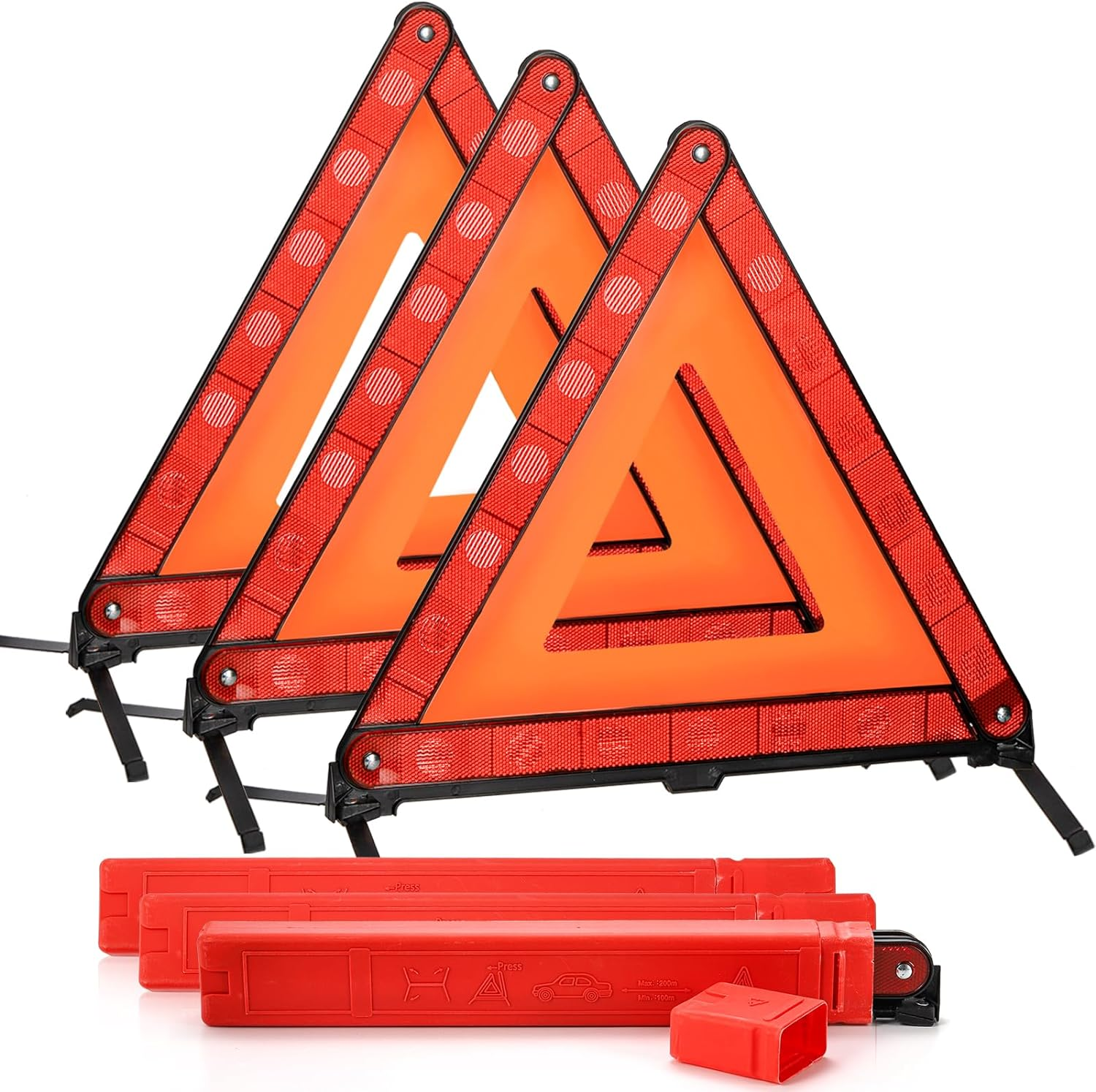 3 Pack Triangle Warning Frame Triangle Emergency Warning Triangle Reflector Safety Triangle Kit, Emergency Triangle for Vehicles, Car Road Reflective Kit