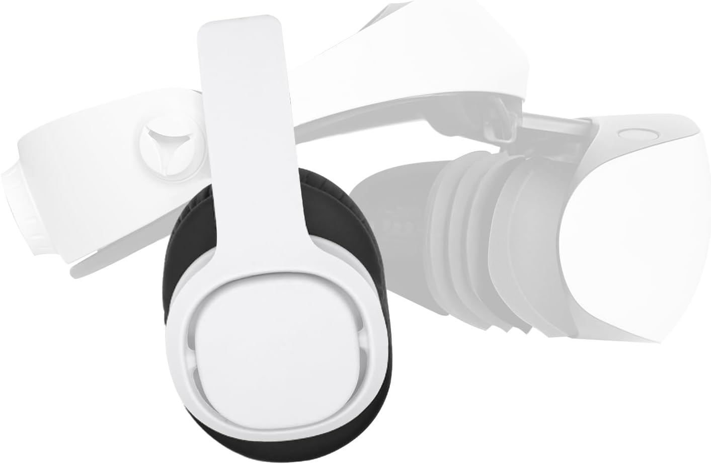 PH2 Stereo VR Headphones for PS VR 2 - Clip on Design Easy to Install and Remove - Looks Tidy with Cable Router - More Comforable than In-Ear Buds -75Mm X 90Mm Earmuffs White
