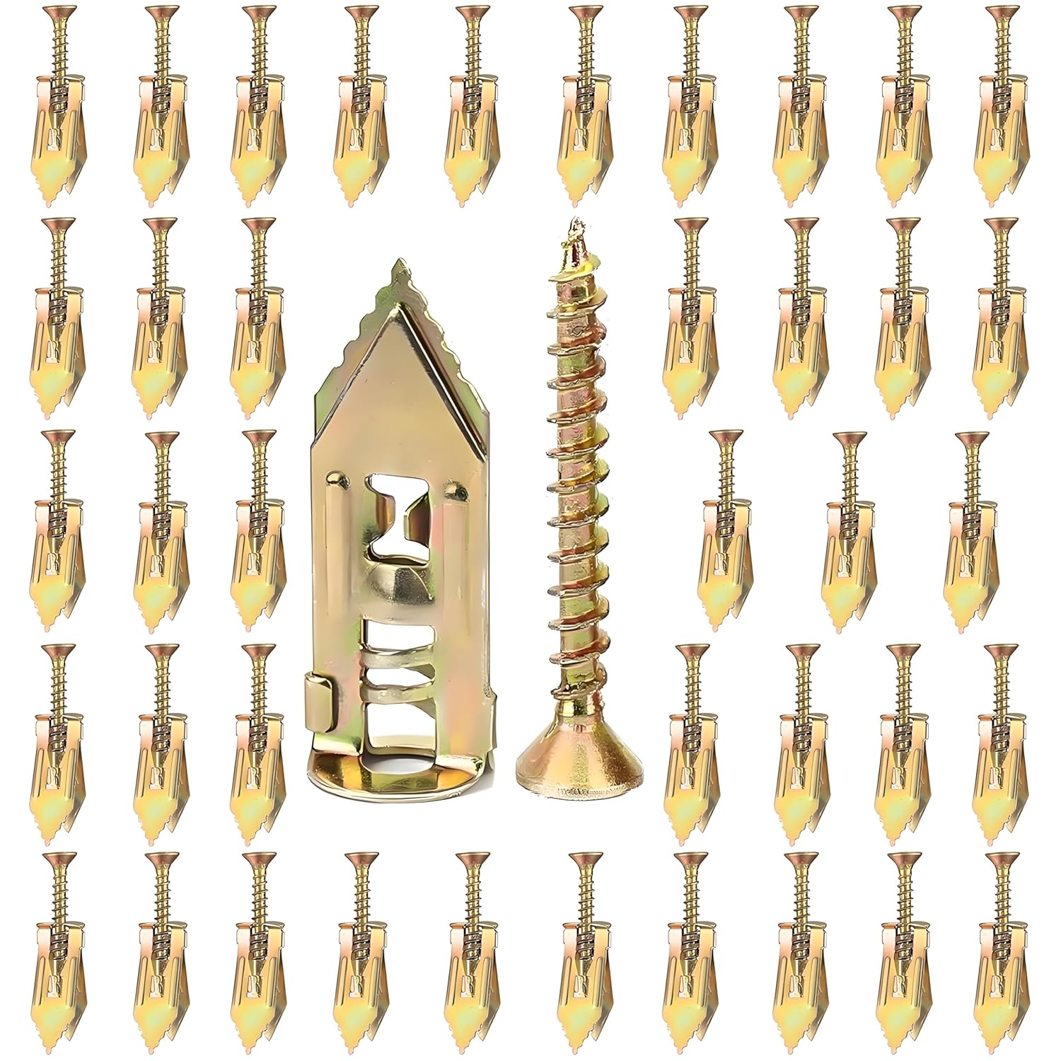 80 Pcs Metal Expansion Bolt for Drywall,Upgrade the Drywall Anchors,No Drill or Holes in Wall,Easy to Install and Widely Applied,40 Sheetrock Anchors & 40 Self Tapping Screws