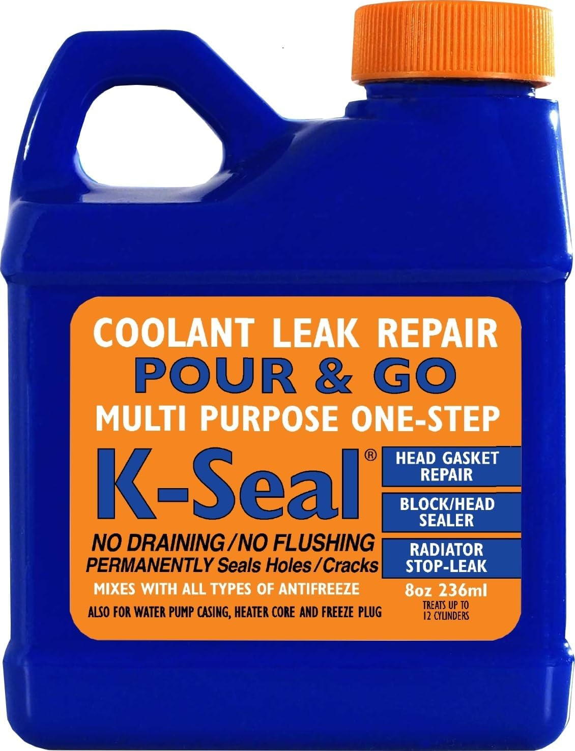 K-Seal ST5501 Multi-Purpose One Step Permanent Coolant Leak Repair, 8Oz, Pour and Go, Mixes with All Antifreeze, No Flushing Required