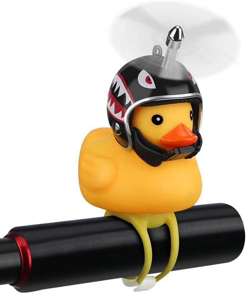 Duck Bike Bell, Rubber Duck Bicycle Accessories with LED Light, Cute Propeller Handlebar Bicycle Horns for Kids Toddler Children Adults Sport Outdoor