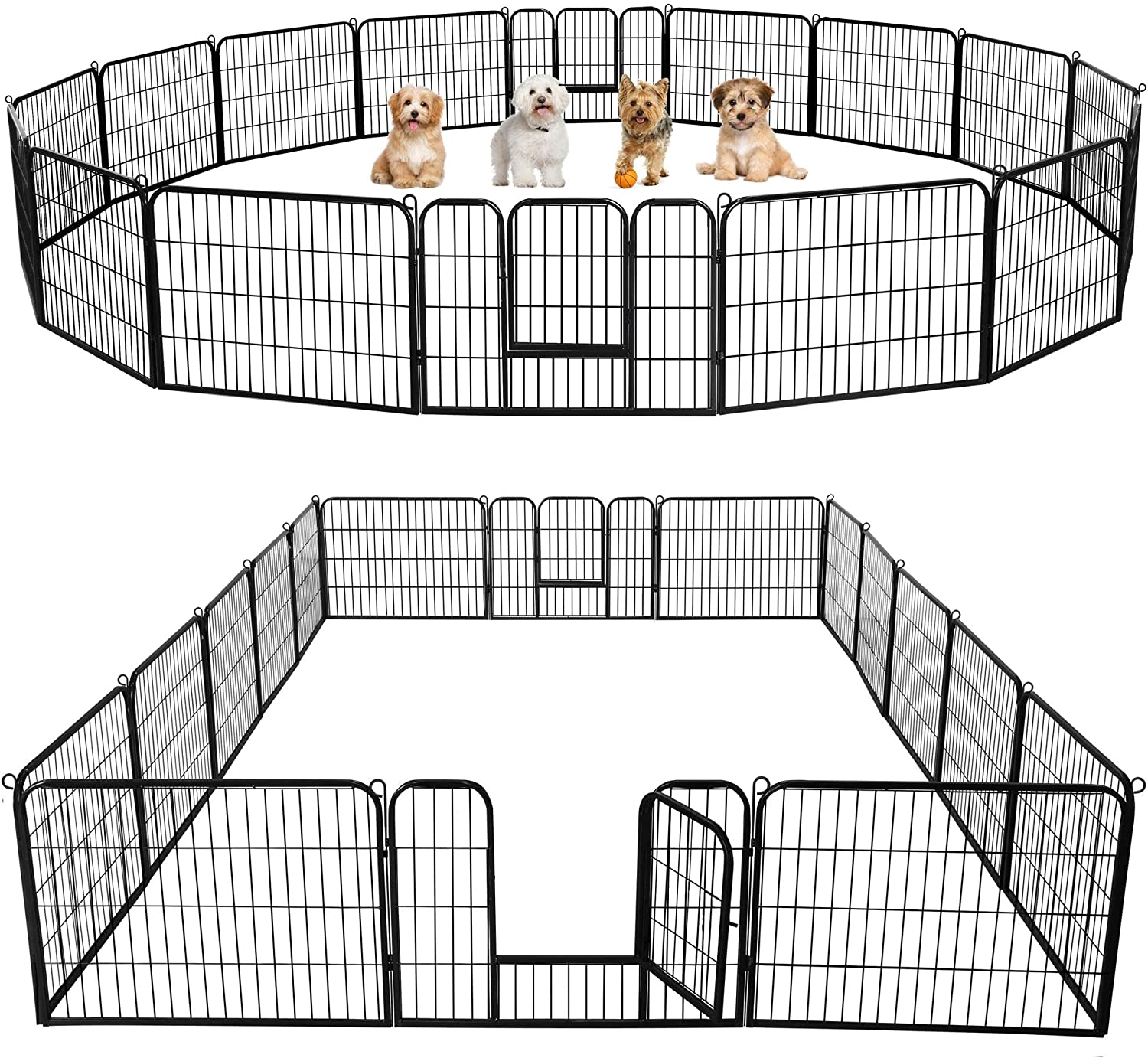 Dog Playpen Outdoor, 24 Inch 16 Panels Heavy Duty Metal Pet Fence