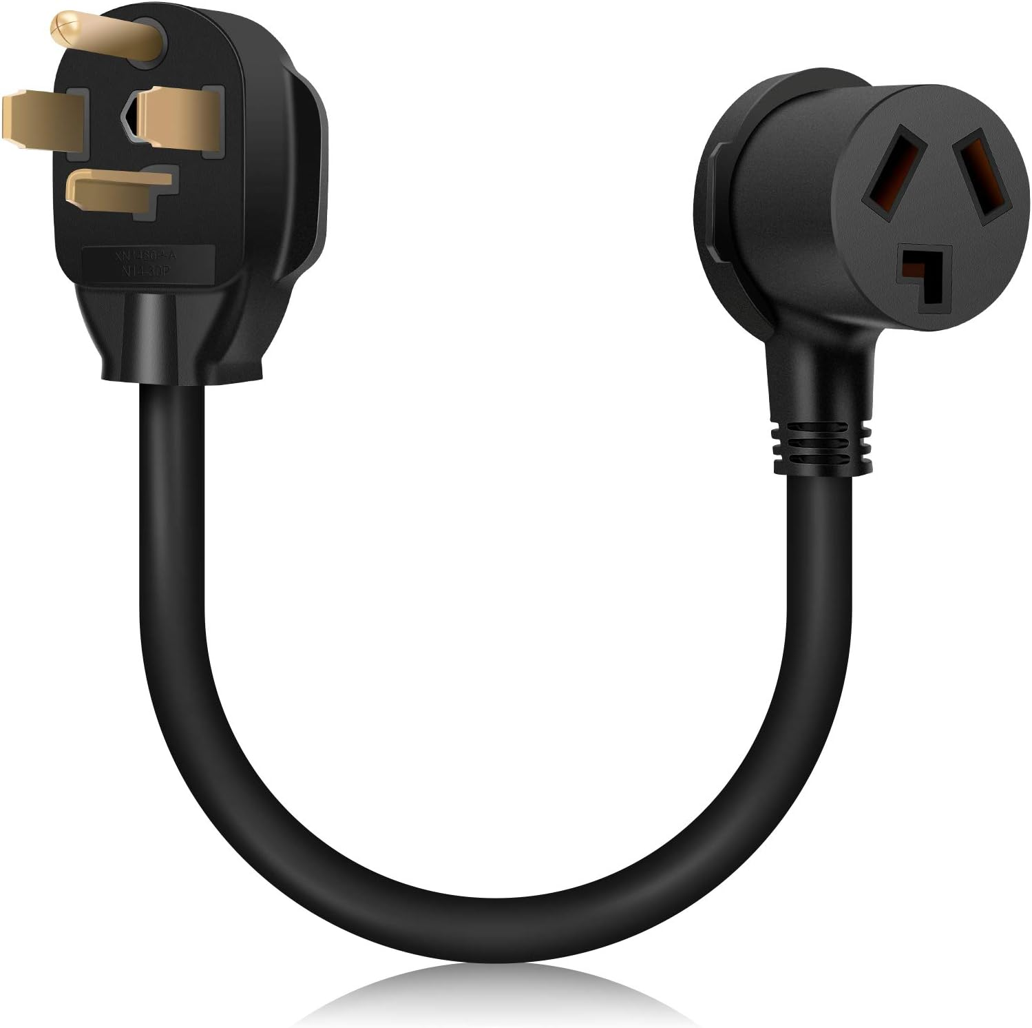 1.5FT 3 Prong to 4 Prong Dryer Adapter, 3 to 4 Prong Dryer Plug Adapter, 4 Prone Dryer Outlet Adapter, 14-30P Male to 10-30R Female Receptacle for Old Clothes Dryer Converter, 30A, 250V