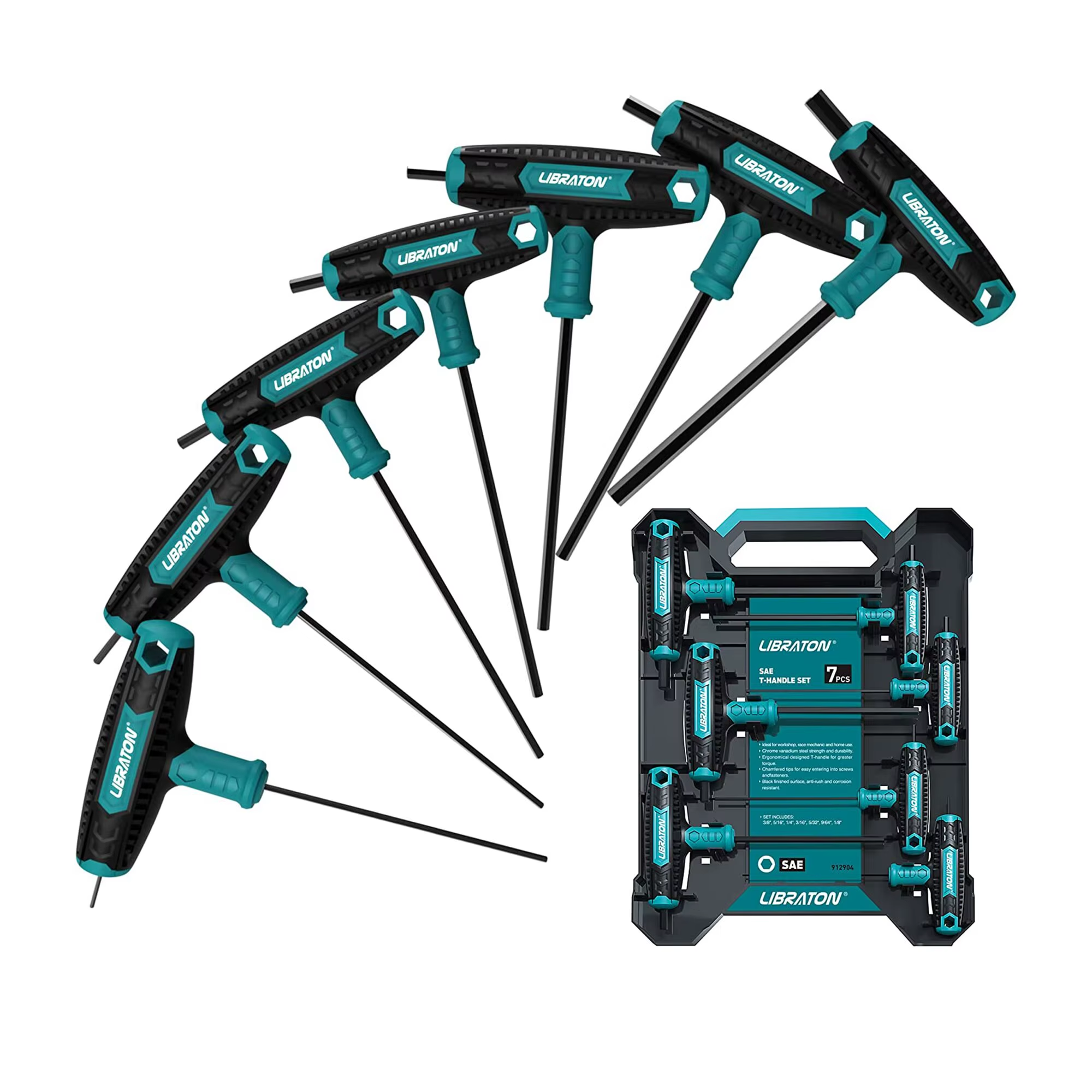 7 Pièces Jeu De Clés Allen À Poignée En T, Jeu De Clés Hexagonales À Poignée En T Conception À Deux Extrémités Et Pointes Chanfreinées 2.5Mm-10Mm Outil De Réparation De Vélo Automatique