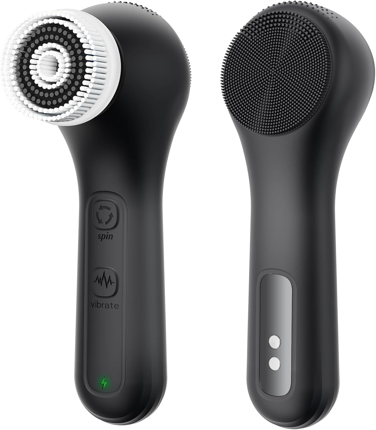 Vibrating and Rotating Face Scrubber, Waterproof Rechargeable Facial Cleansing Brush, 8 Modes Face Brush for Exfoliating and Massaging, for Removing Blackhead（Matte Black）