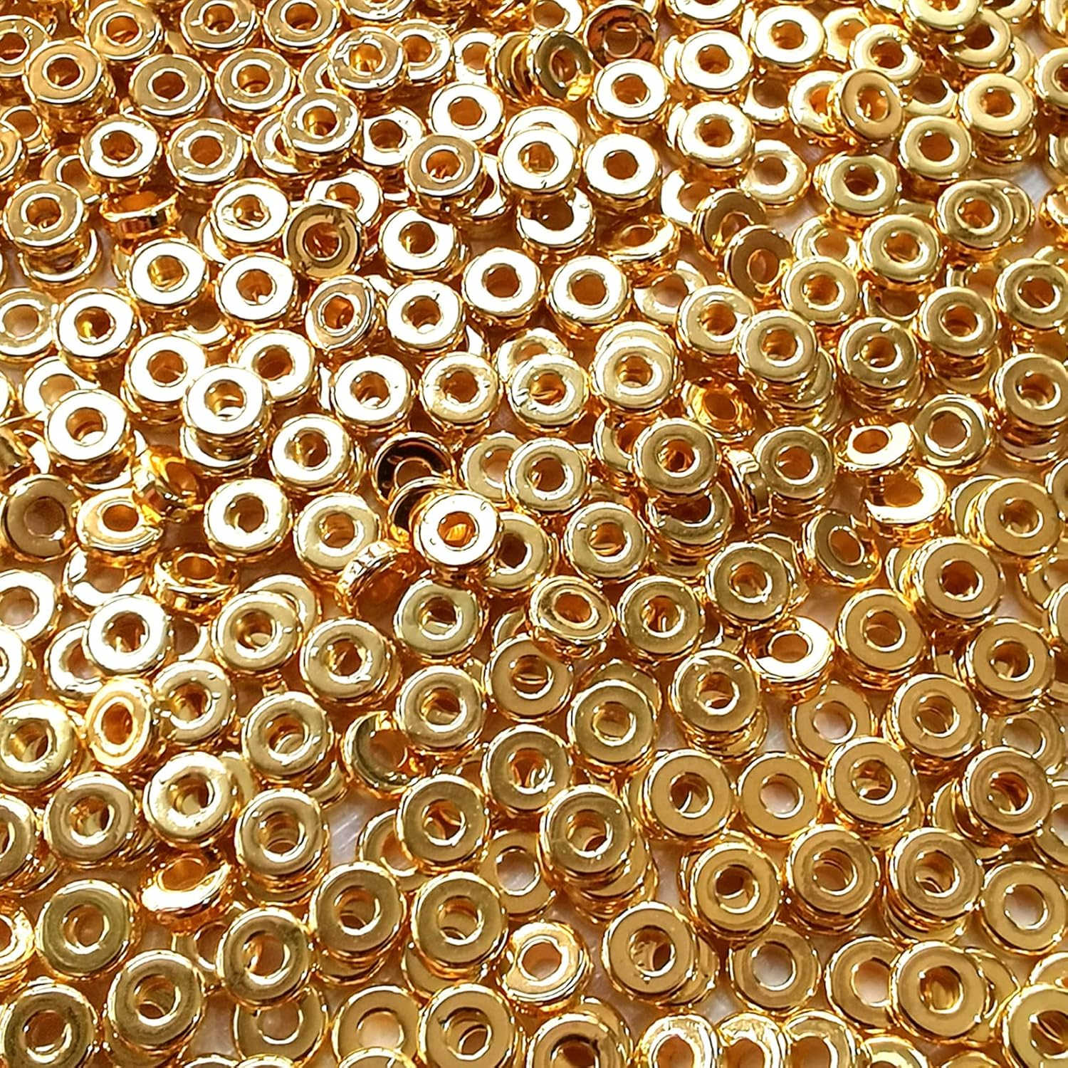 Amaney 500pcs 6mm Gold Flat Round Spacer Beads Disc Loose Jewelry Making Beads for DIY Bracelet Necklace Earring Craft Supplies