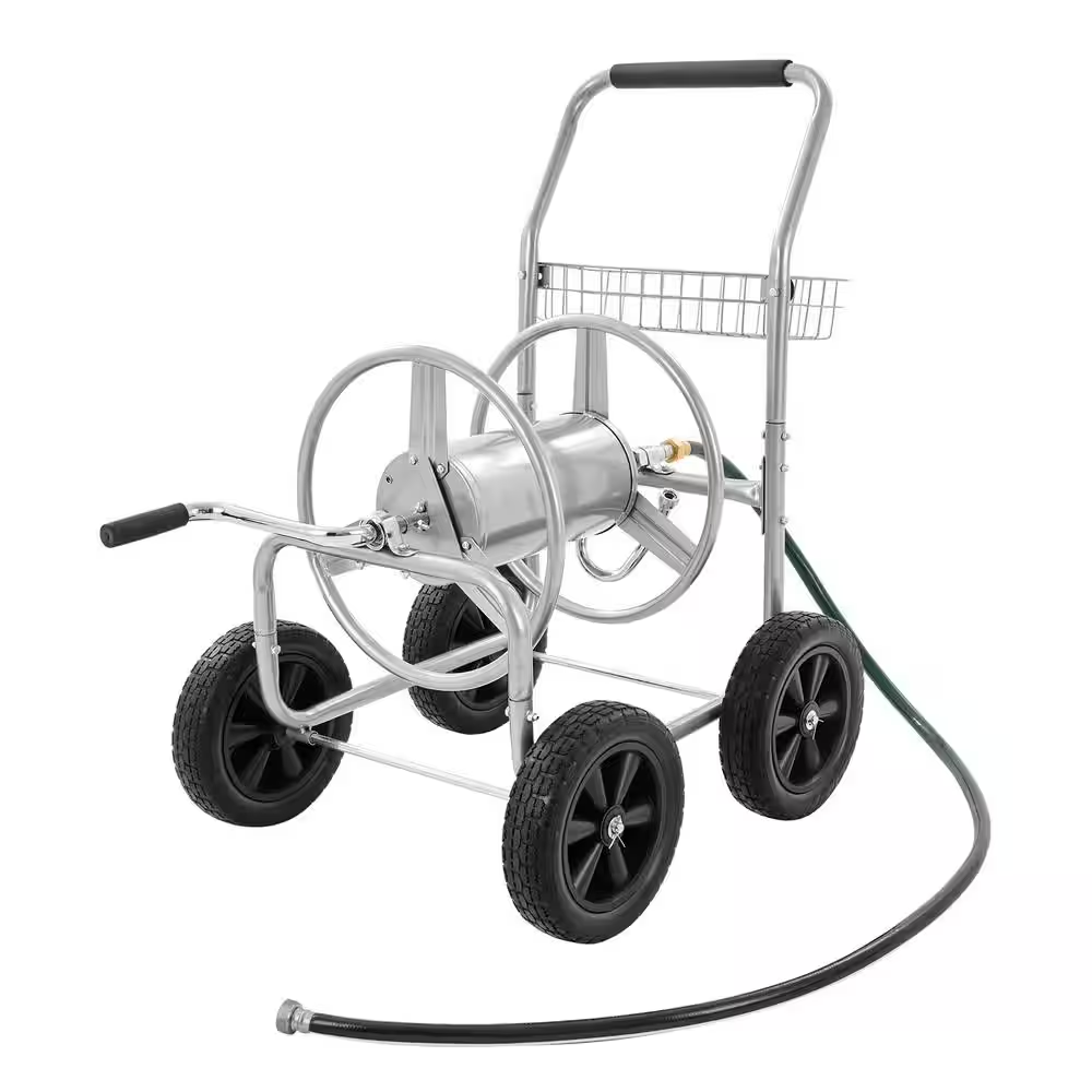 Hose Reel Cart Hold up to 250 Ft. of 5/8 In. Hose, Garden Water Hose Carts Mobile Tools with 4 Wheels