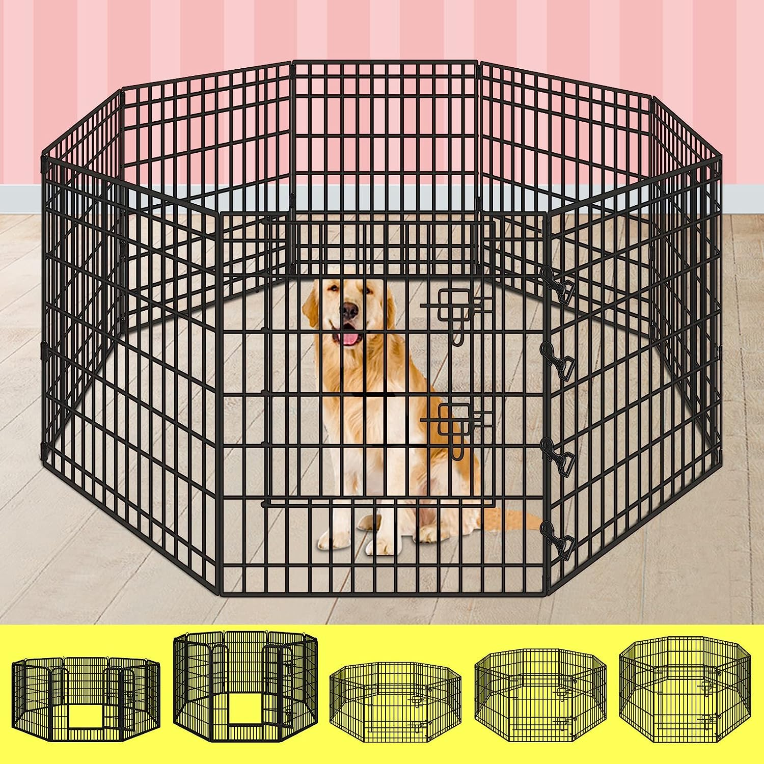 Beastie Foldable Pet Dog Metal Playpen 36", 8 Panels Folding Dog Play Pen Fra... - Picture 2 of 17