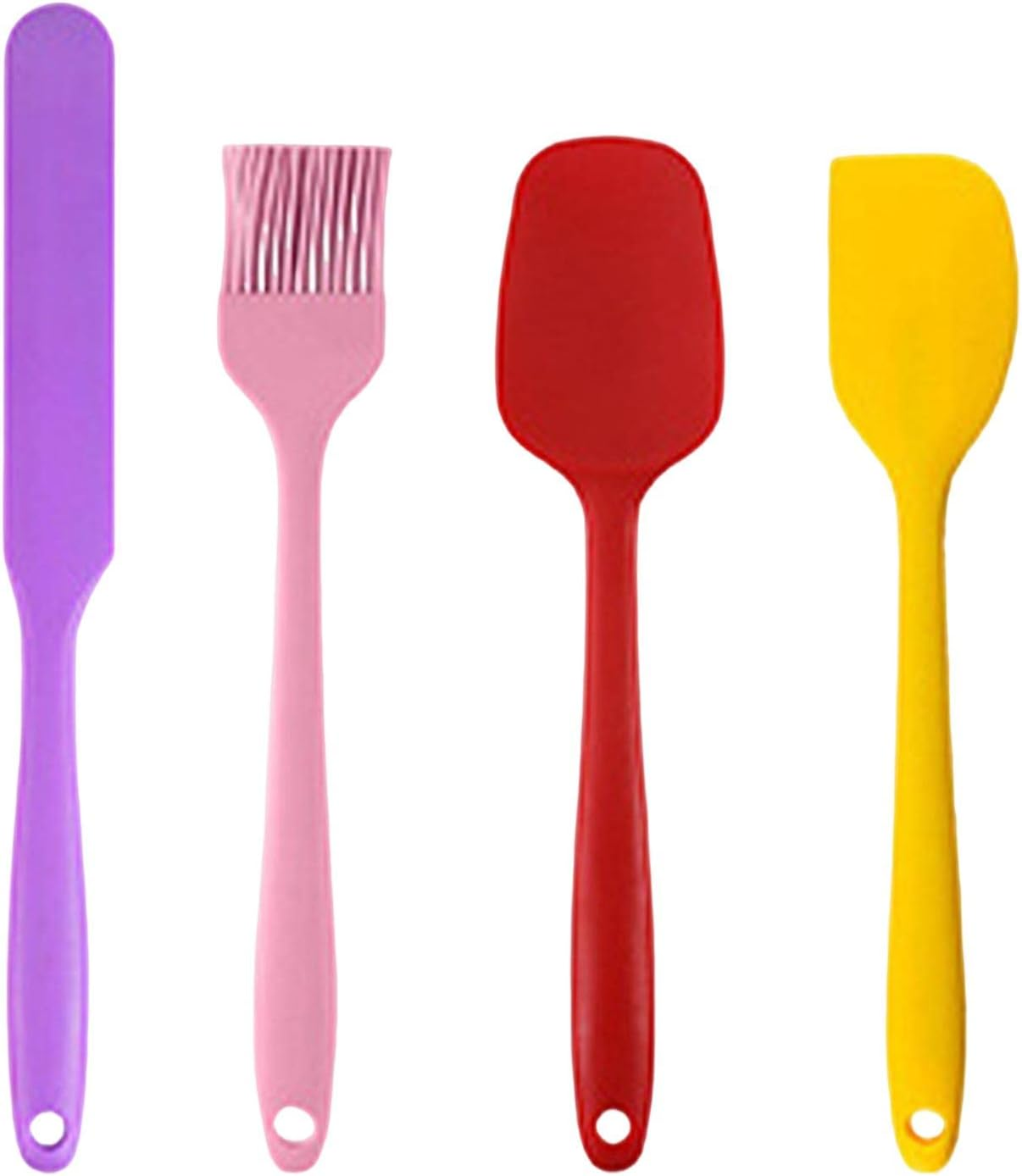 4PCS Silicone Spatula Set, Food Grade Spatulas for Kitchen Use, Heat Resistant Spatula for Cooking & Baking, Dishwasher Safe Kitchen Tools Utensils with Silicone Brush(Color:4 Colors)