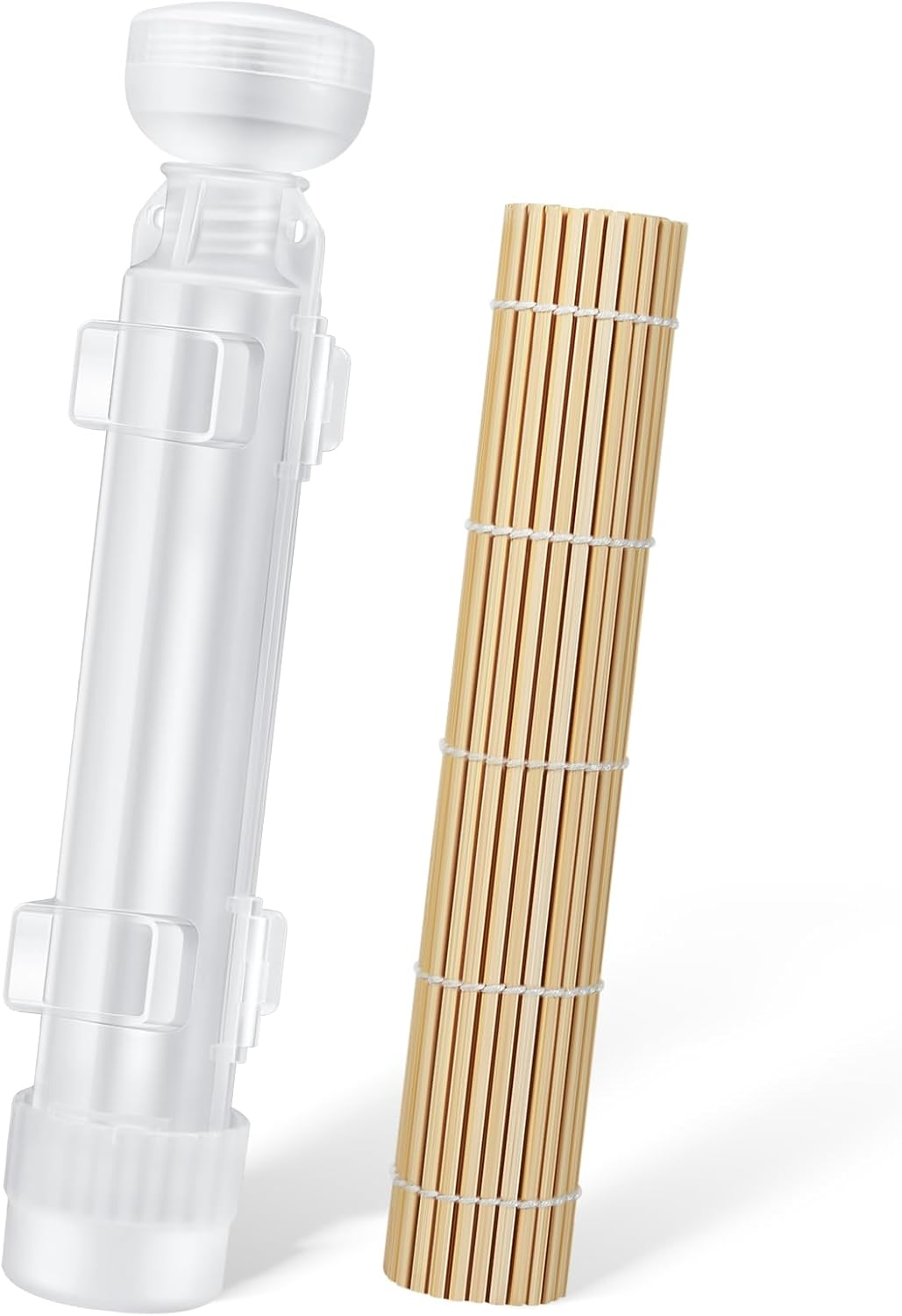 Sushi Making Kit, Upgraded 11.8 Inches Sushi Roller, Sushi Rolling Mat Sushi Maker Sushi Kit, Sushi Bazooka Easy Made Sushi Translucent White