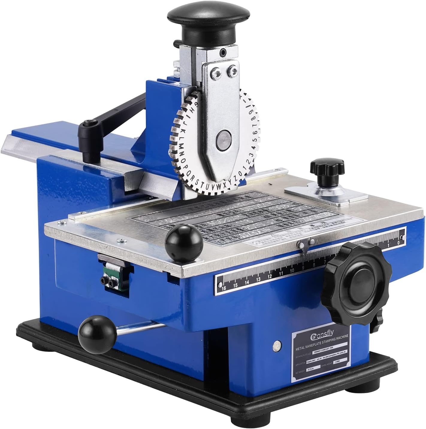 Metal Nameplate Stamping Machine Semi-Automatic Embosser Label Printing Marking Machine Dog Tag Printer (5Mm Character Wheel)