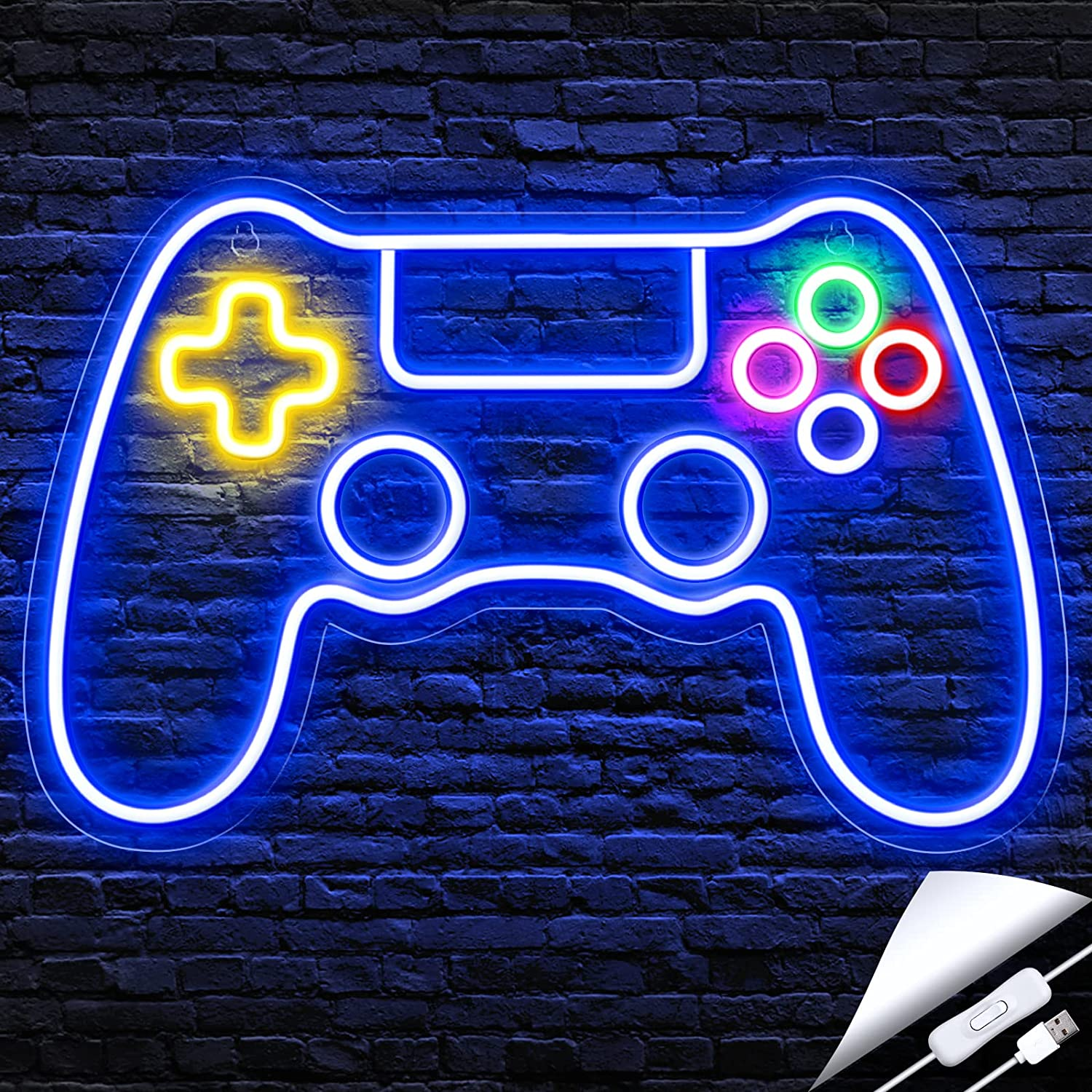 thumbnail image 2 of Game Controller Neon Sign - 16x11 Inch Blue LED Wall Light For Gaming Room Decor 2 of 13
