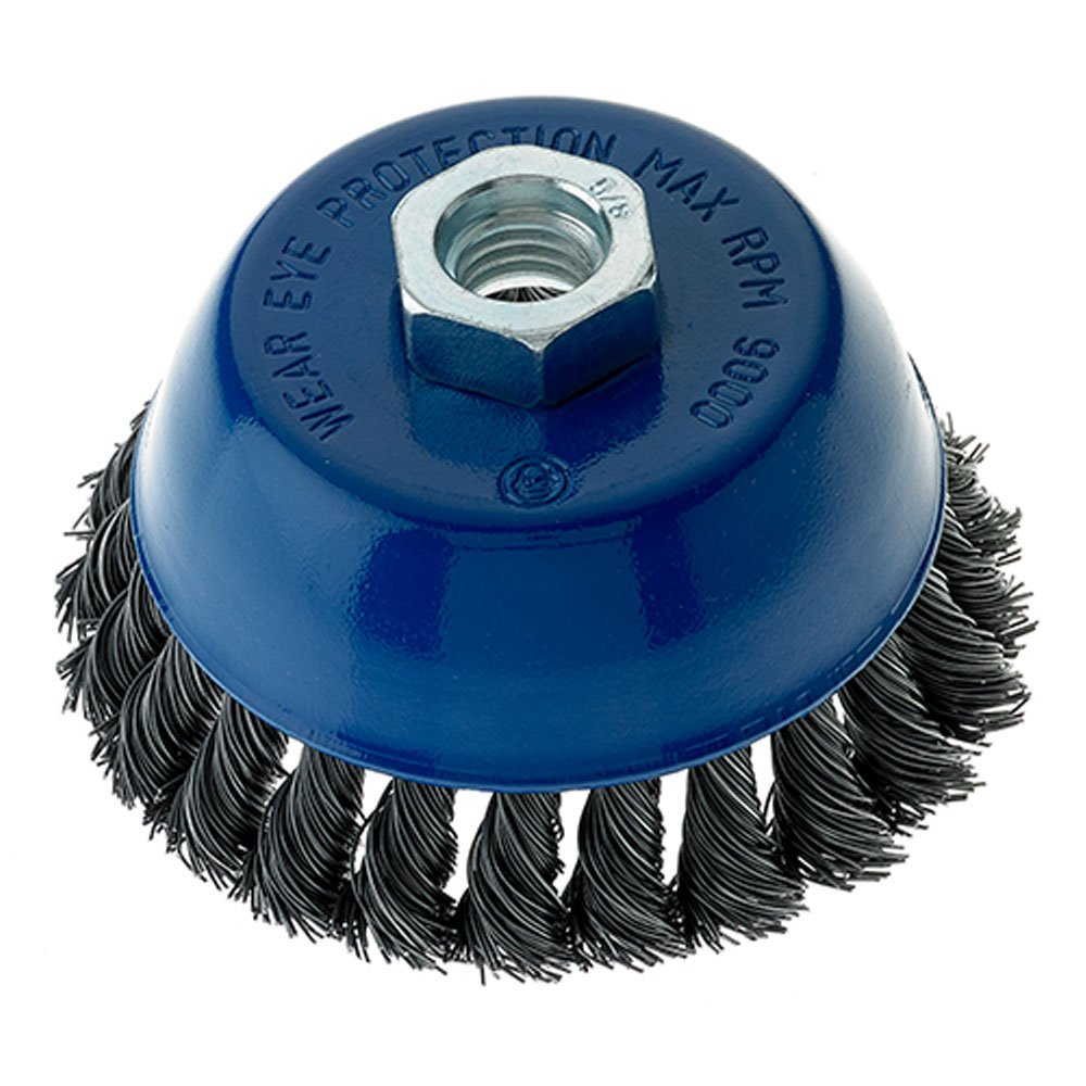 Mercer Industries 4" Knot Cup Brush, .020 Carbon Steel Wire, 5/8"-11 Thread