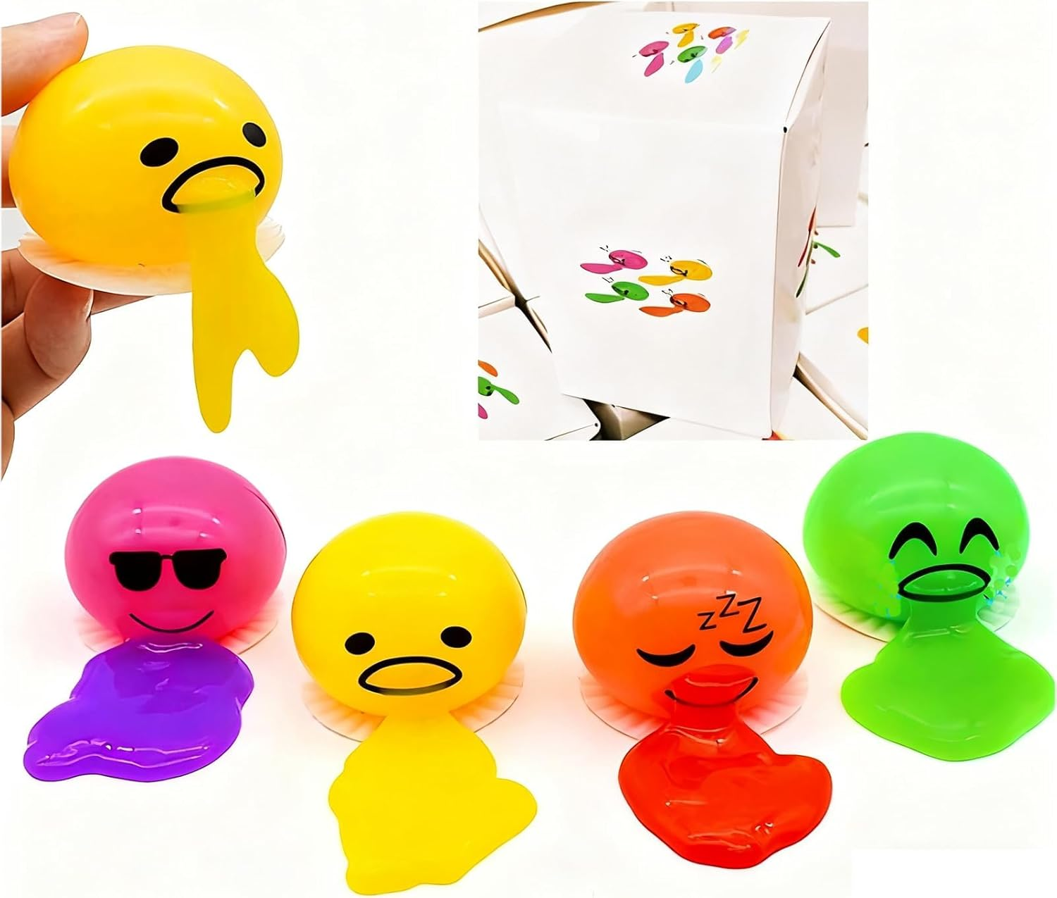 Easter Egg Fillers Vomiting Egg Slime Toy - Funny Prank Squeeze Stress Ball Puking Yolk, Novelty Fidget Relief Toy Gag Gift for Kids Adults, Christmas Stocking Stuffers & Birthday Parties