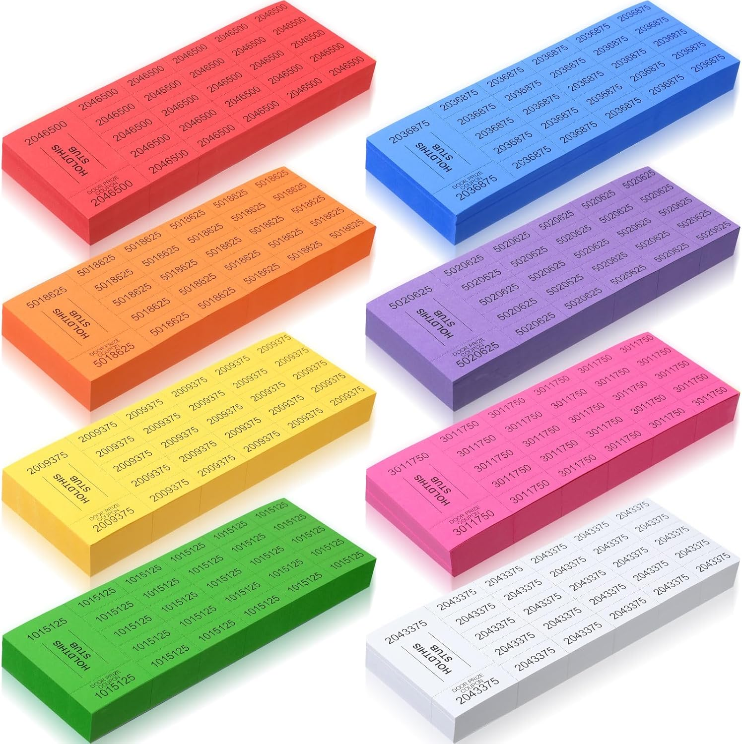 1000 Sheets 25 Bid Raffle Ticket Numbers - Chinese Auction Ticket Sheets for Events, Church (Deep Color)