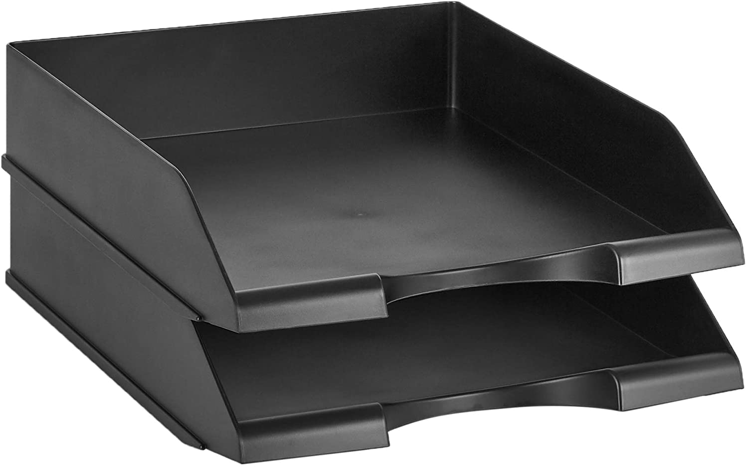 Amazon Basics Rectangular Stackable Office Letter Size Plastic Organizer Desk Tray, Pack of 2, 13.3