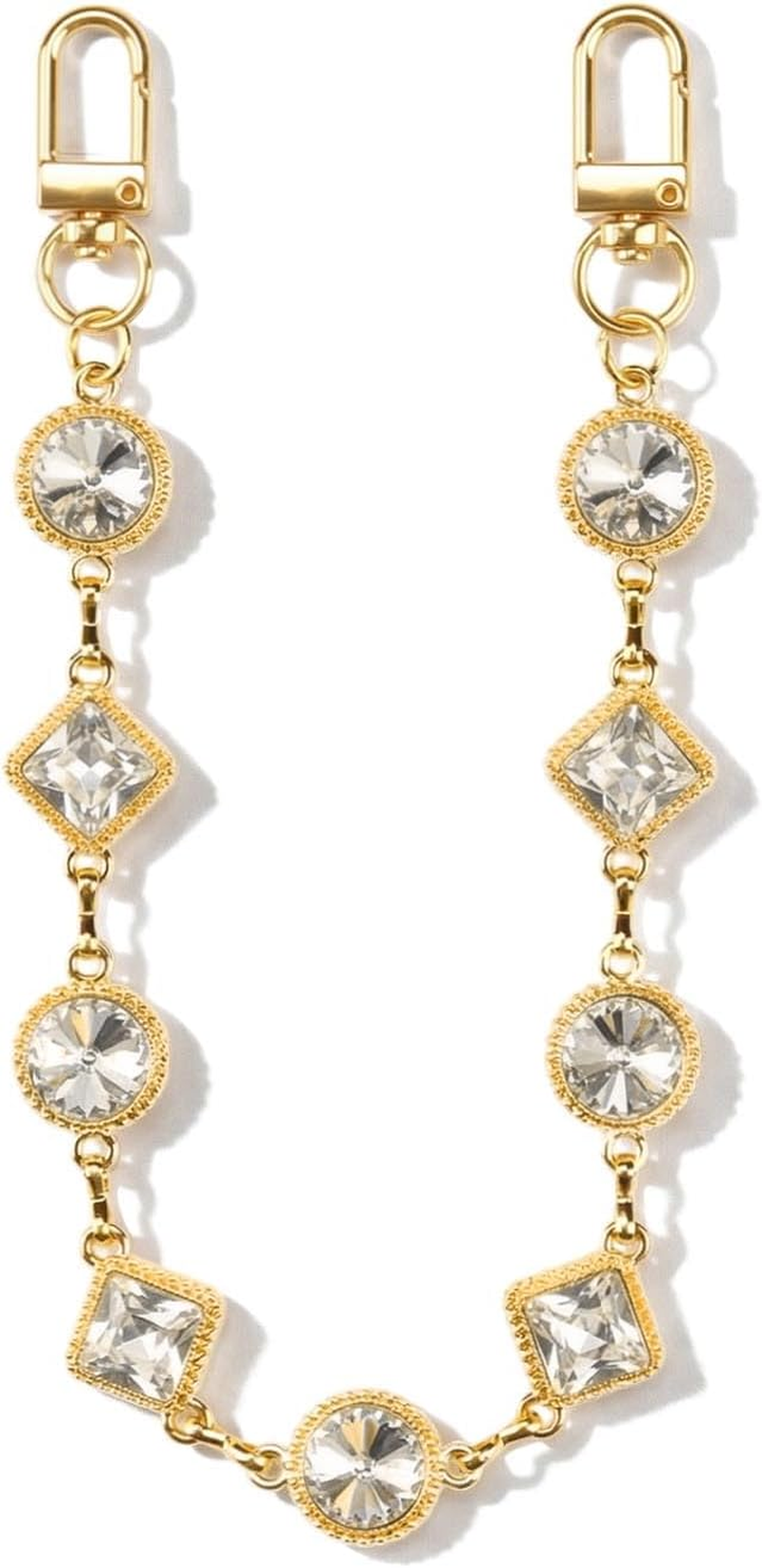 Square & round Zircons Bag Chain Charm, Brilliant Rhinestone Purse Chain Style1