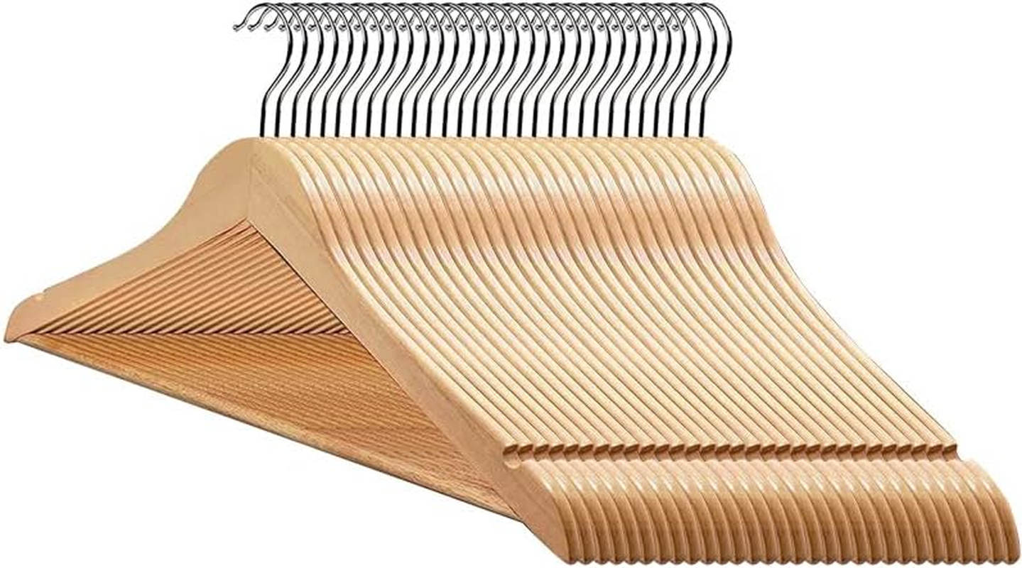 10 Pack Wooden Hangers Suit Hangers Skirts Hangers Coat Hangers with Clips, W... - Picture 11 of 15