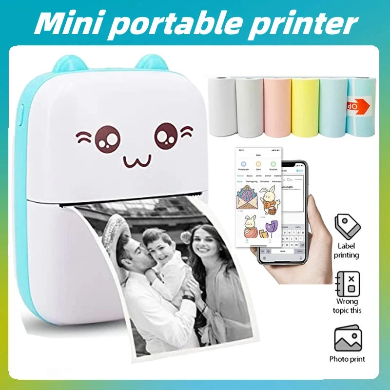 Mini Cat Thermal Printer – Portable 58mm Bluetooth Photo & Label Printer