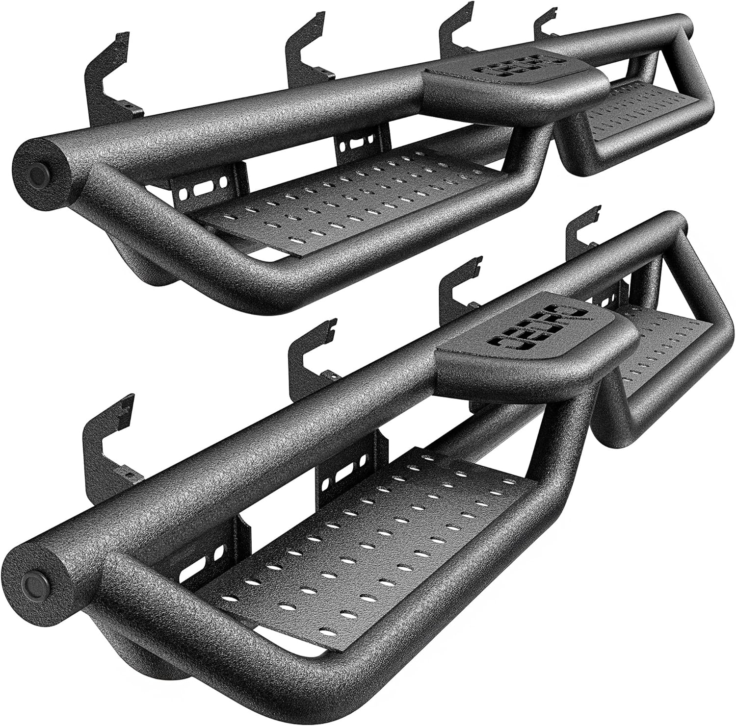 6 Inch Running Boards Compatible with 2019-2026 Dodge Ram 1500 Crew Cab New Body (Excl. 19-24 1500 Classic), Bolt-On Side Steps Steel Nerf Bar, Two Stairs Design