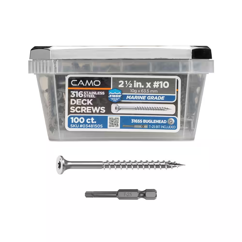 2-1/2 In. #10 316 Stainless Steel Premium Star Drive Bugle-Head Deck Screws (100-Count)