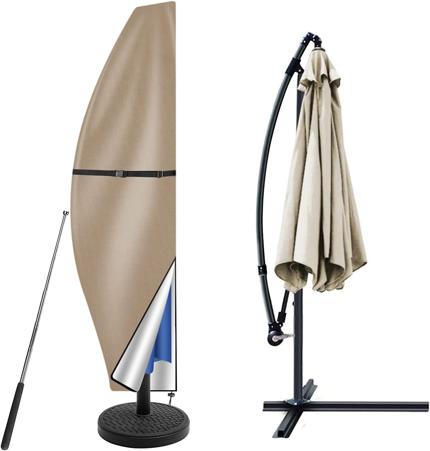Neween Cantilever Parasol Cover with Rod, Heavy Duty Large Umbrella Cover wit... - Picture 9 of 22