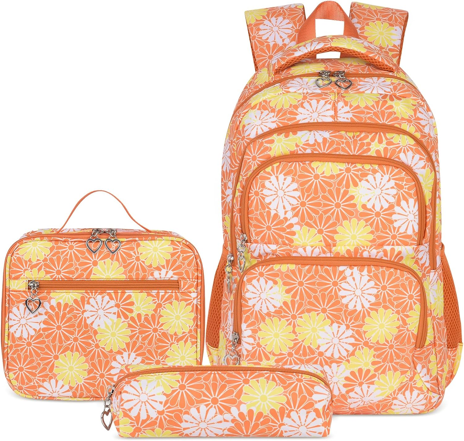 Daisy Backpack for Girls, School Backpack with Lunch Bag & Pencil Case | Water-Resistant,Adjustable Strap,Breathable Back Padding,Laptop Compartment,Lightweight Elementary Bookbags for Teen Girls