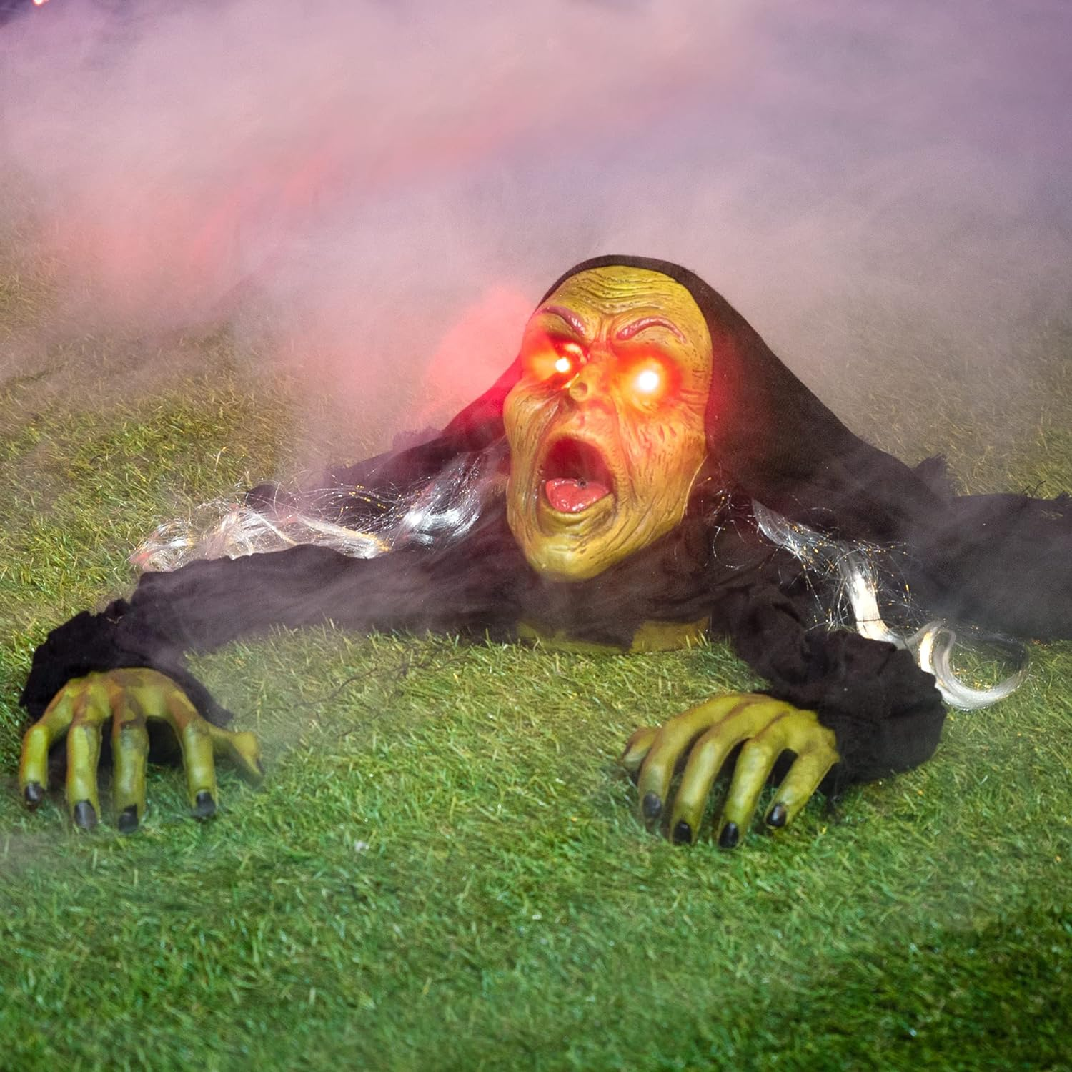 JOYIN Halloween Decoration Outdoor Zombie Groundbreaker, Halloween outside Zombie Decor with Sound and Flashing Eyes, Scary Groundbreaker for Yard Lawn Graveyard Decorations, Haunted House Prop