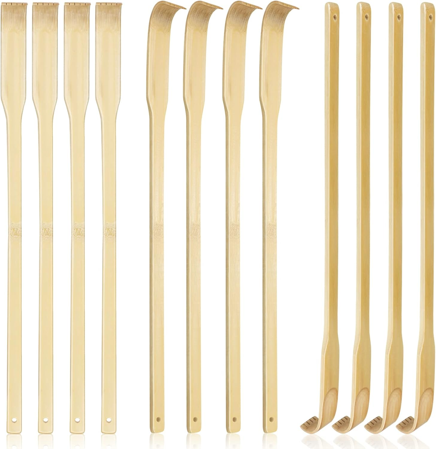 12 PCS Natural Bamboo Back Scratcher Traditional Wooden Back Scratcher,Long Back Scratcher,Itching Relief and Body Massage for Men Women Children