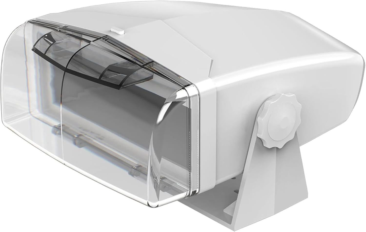MH200 Universal Gimbal Marine Radio Housing Unit, Transparent Fold-Down Door, Fully Enclosed Design, Single DIN, White