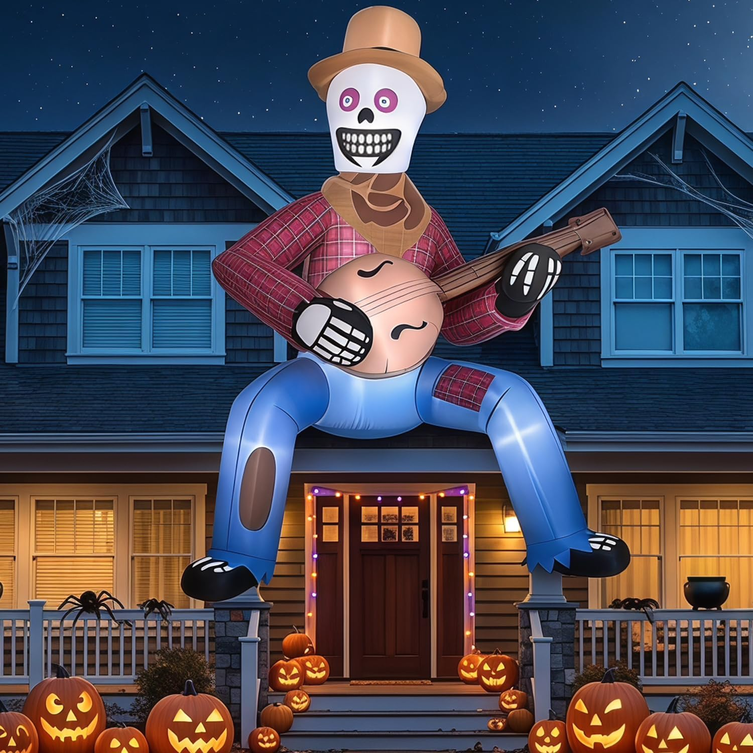 12FT Halloween Inflatables Outdoor, Giant Skeleton Blow up Yard Decor | Halloween Decorations Outdoor, Giant Skeleton Blow up Inflatable with LED Lights, Animated Scary Party Prop for Yard Lawn