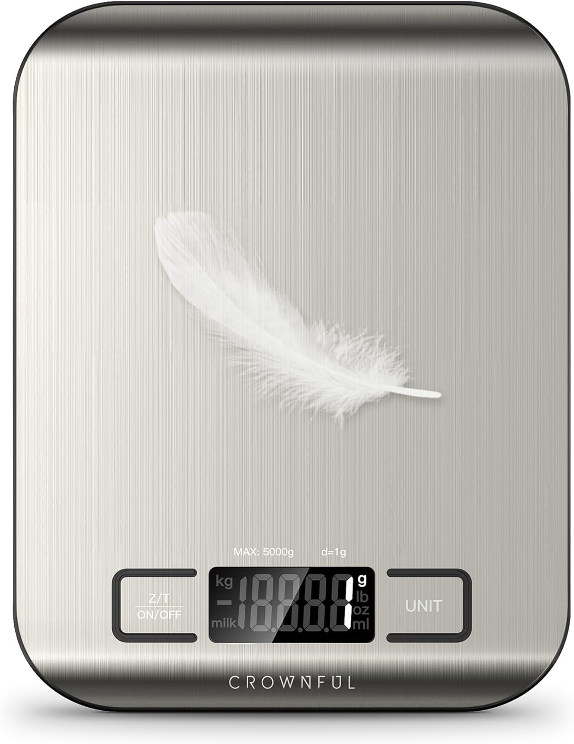 Food Scale, 11 Lb Digital Kitchen Scales with Built-In Coin Battery, Weight Ounces and Grams for Cooking and Baking, 6 Units with Tare Function, LCD Display, 304 Stainless Steel