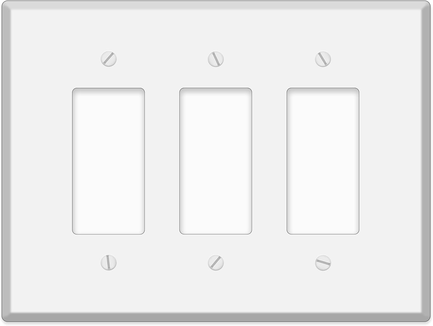 3-Gang Oversized White Metal Rocker Switch Wall Plate – 7.5