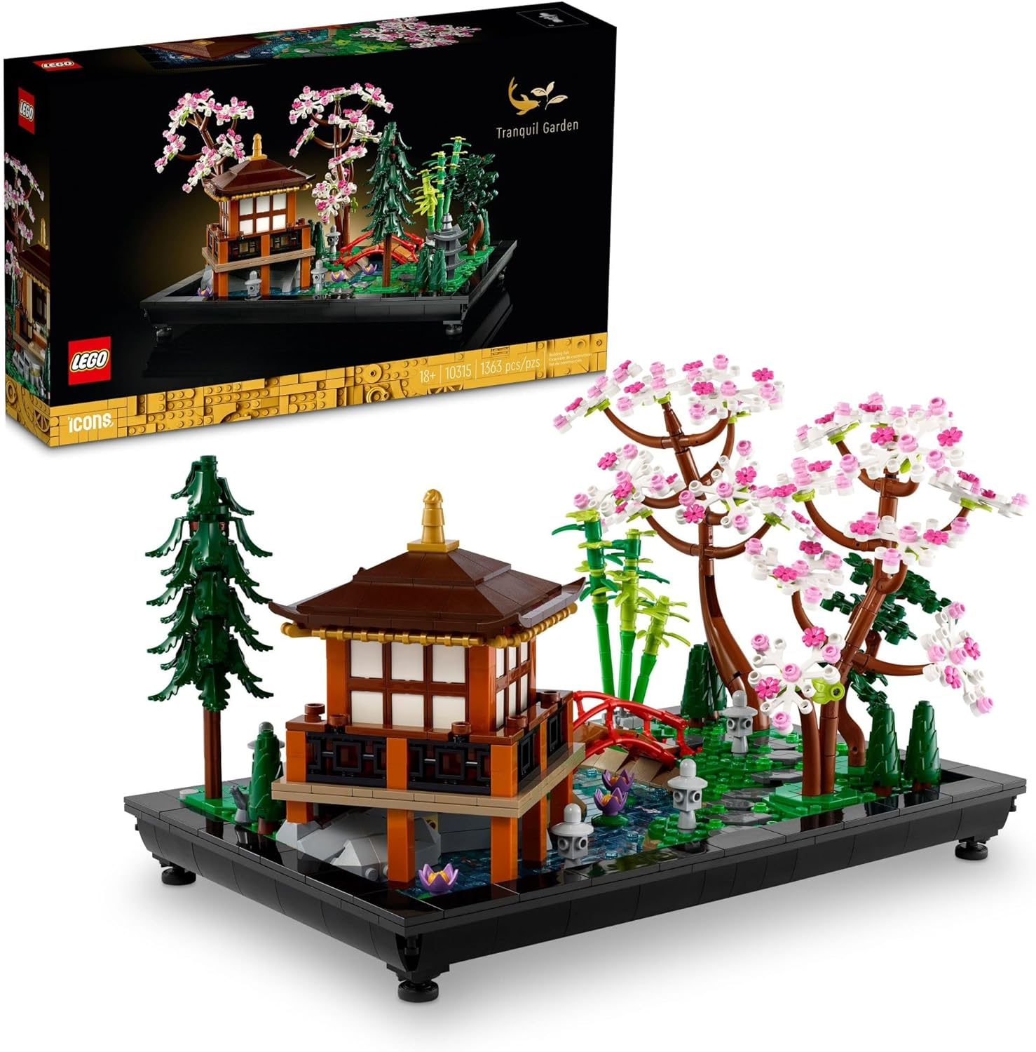 LEGO Icons Tranquil Garden Building Set - Detailed Japanese Zen Garden DIY Kit for Adults, Ages 18+ - Gift for Mother'S Day - Building Block Set for Home Decor - 10315