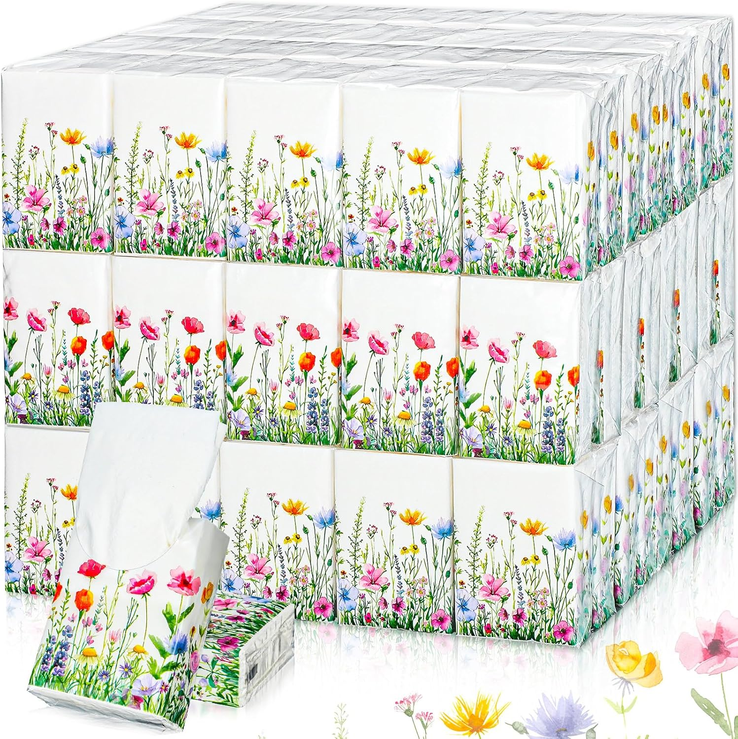 Therwen 100 Pack Pocket Tissues Travel Packs Bulk 1000 Sheet Mini Tissues Bulk 3