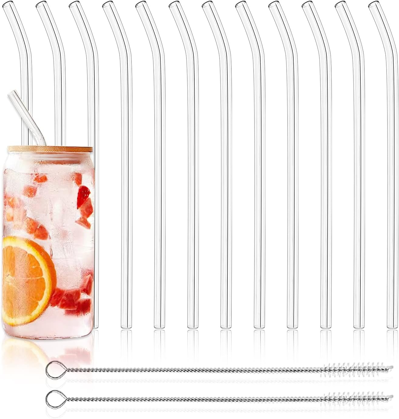 12 Pack Reusable Glass Straws - 8