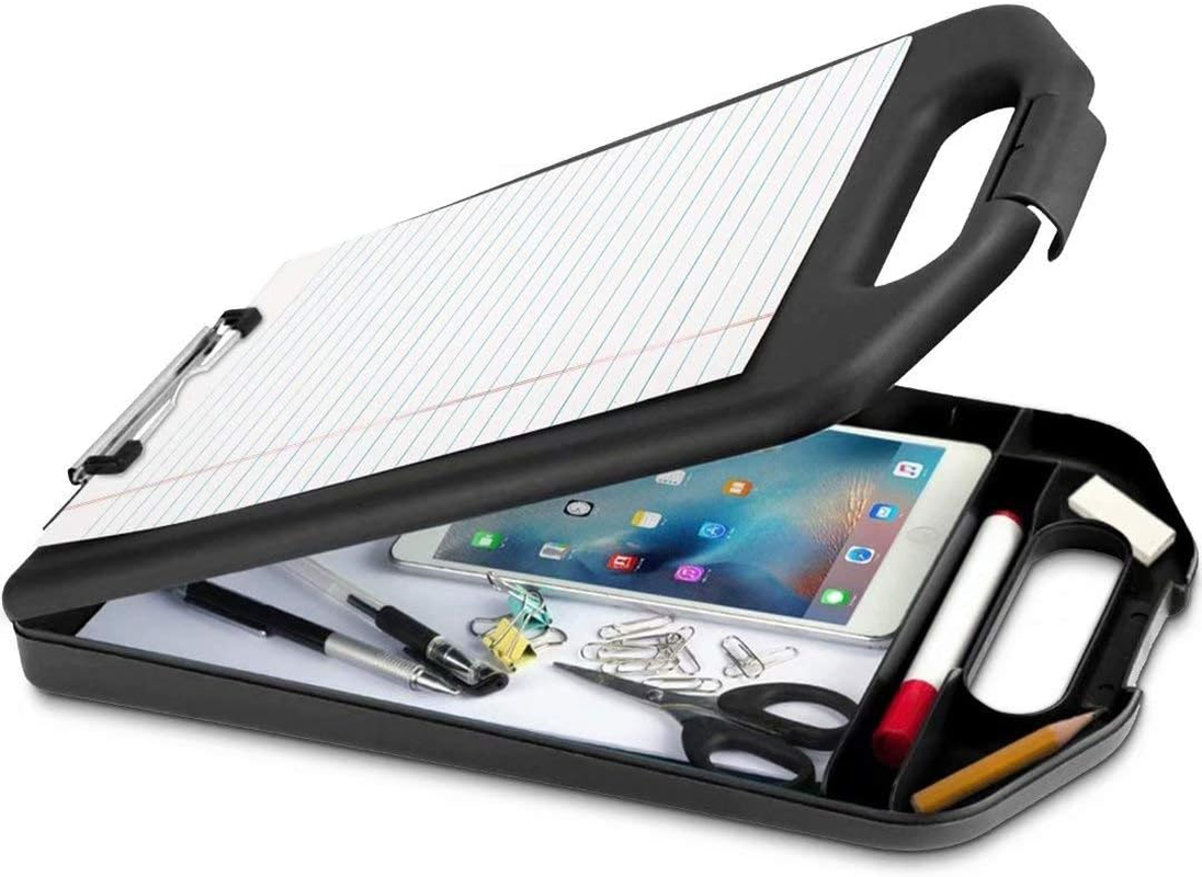 Storage Clipboard with Handle, Plastic Compartment Hold 200 Letter Sized Paper,Heavy Duty Sturdier Smooth Writing Portable Paperwork Office Classorm Supply for Coache, Contractor