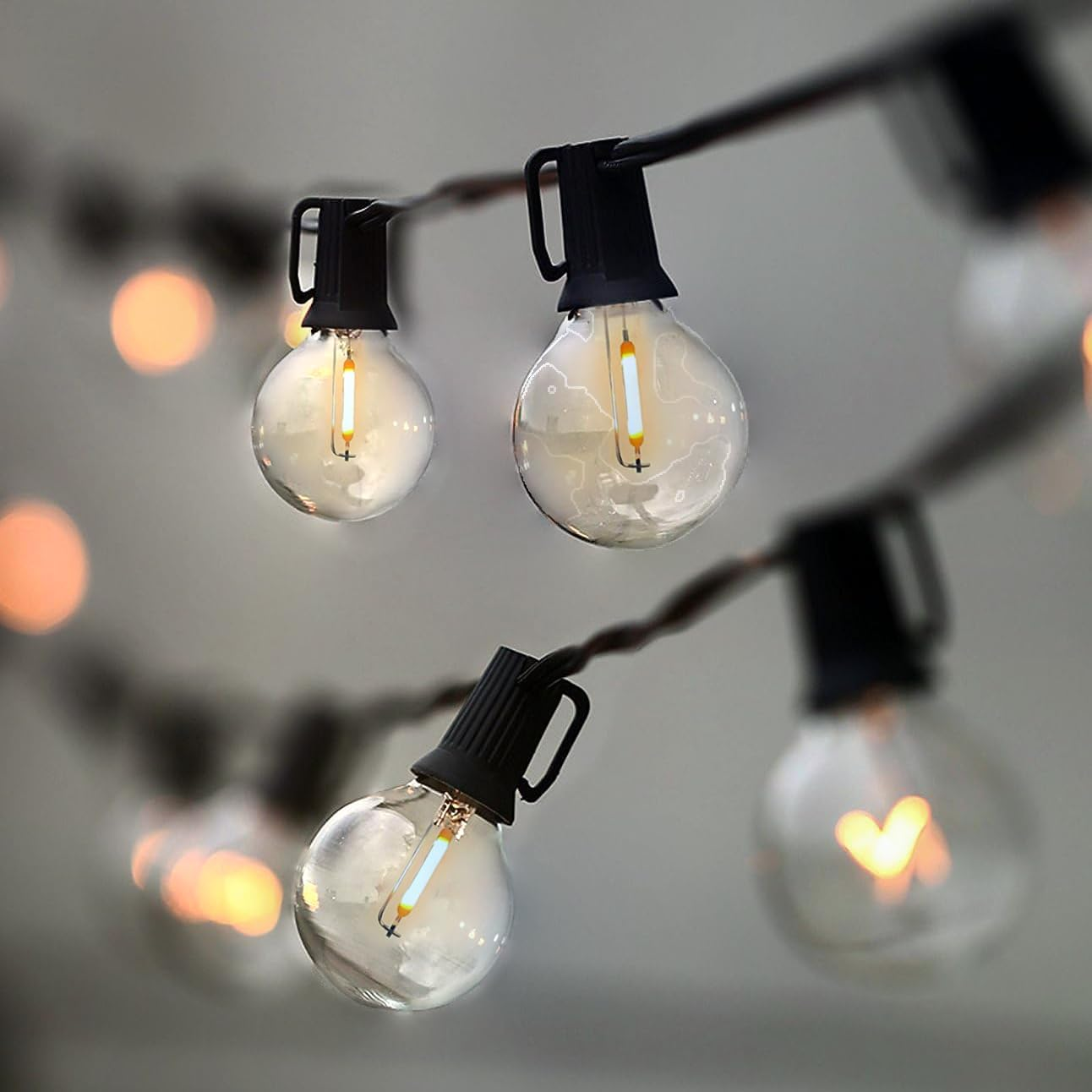 String Lights, LED 25 Light Bulbs 25Ft G40 Globe String Lights with Bulbs for Indoor/Outdoor Commercial Decor