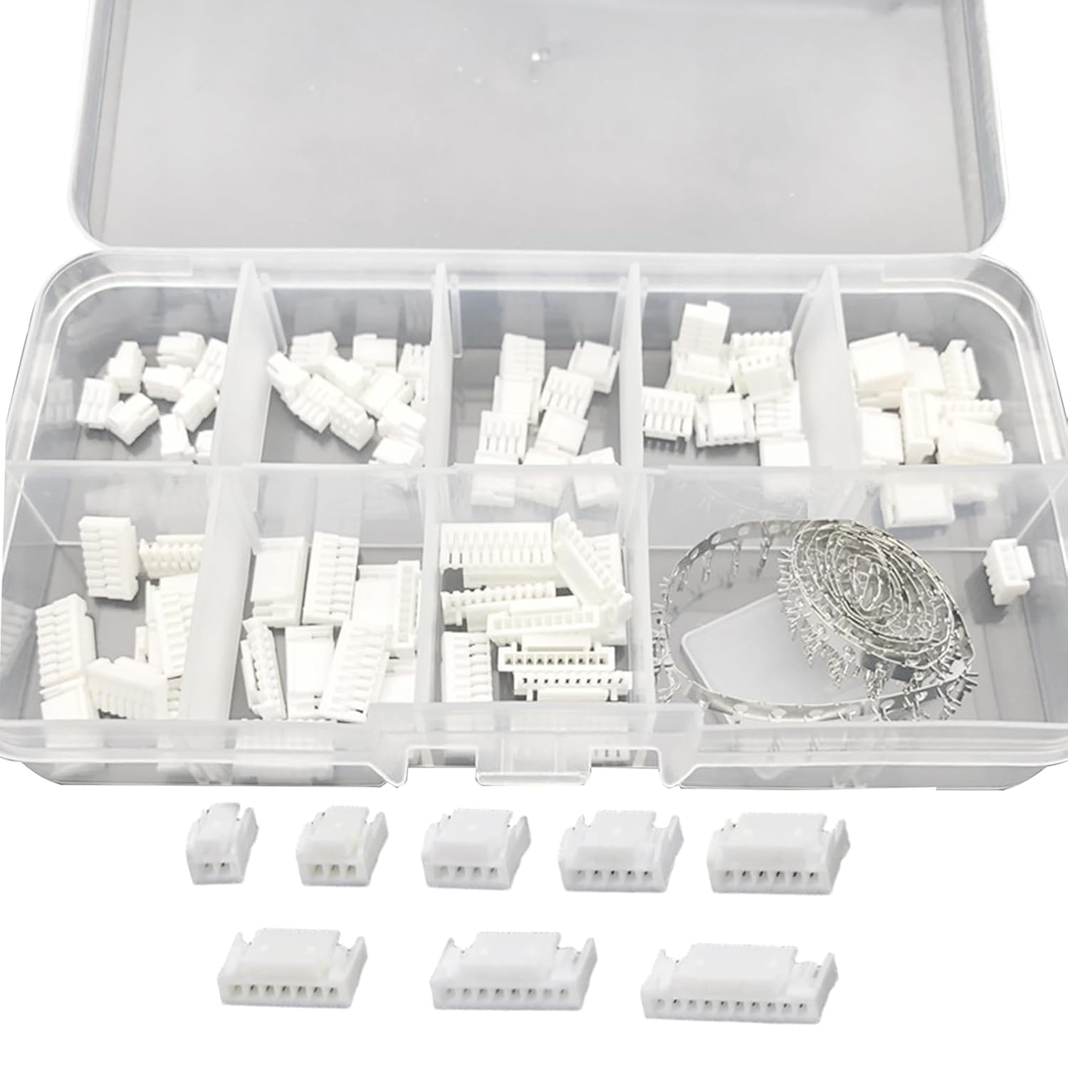 JST GH 1.25Mm Connector Kit, 2/3/4/5/6/7/8/10 Pin 80 PCS Male Housing Plug Connectors with 500 PCS Plug Terminal