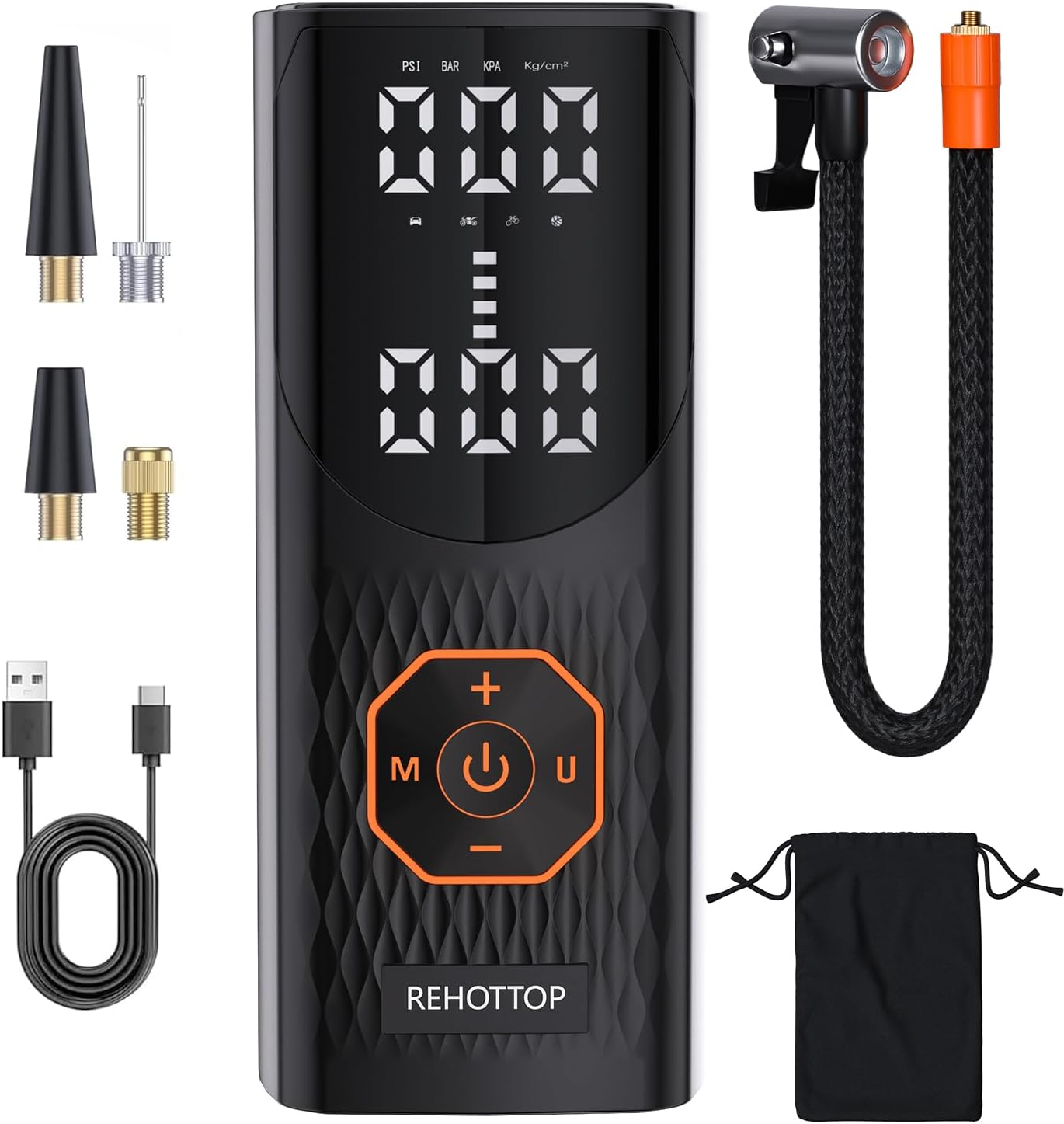 Tire Inflator Portable Air Compressor, 160PSI Cordless Air Pump for Car Tires, 5X Faster Inflation Air Compressor with Tire Gauge Pressure, Tire Pump with LED for Car, Motorcycle, Bicycle and Ball