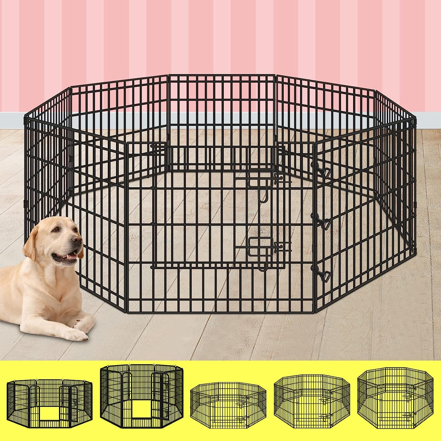 Beastie Foldable Pet Dog Metal Playpen 36", 8 Panels Folding Dog Play Pen Fra... - Picture 11 of 17