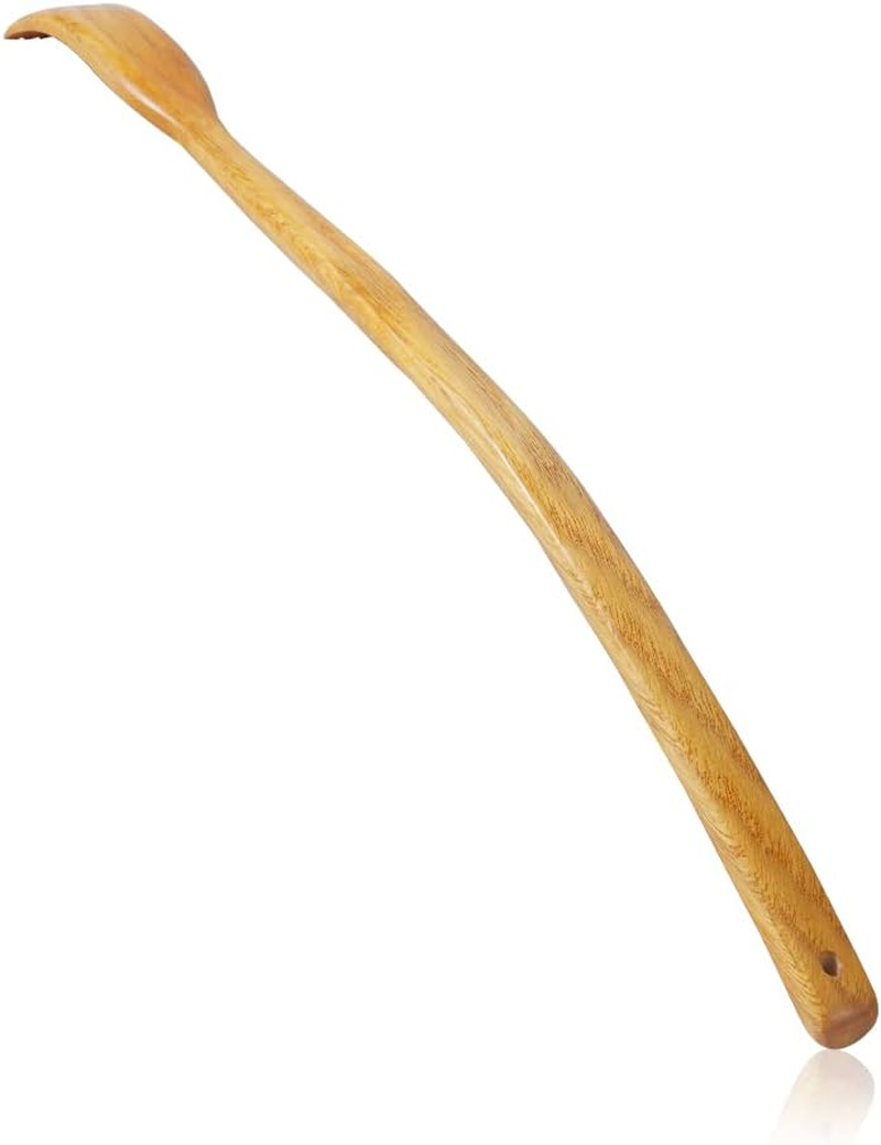 Oversized Wooden Back Scratcher: 18'' Extended Curved Handle for Better Reach, Handcrafted to Perfection, Instant Itch Relief, Gentle on Skin Leave No Scratch Marks (Yellow)