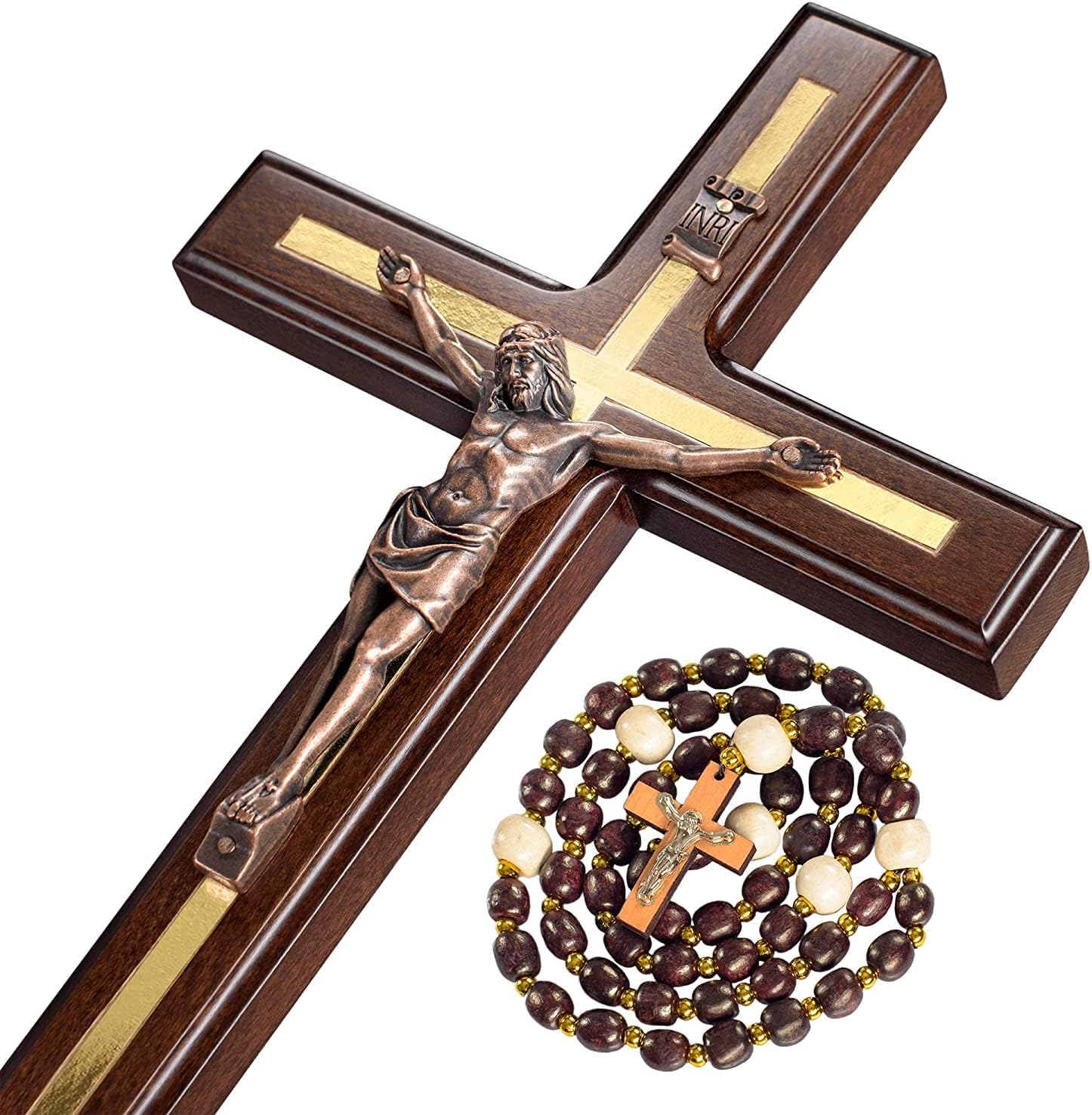 Crucifix Wall Cross - Handmade Wood Cross Wall Decor - Catholic Crucifix - 12 Inch