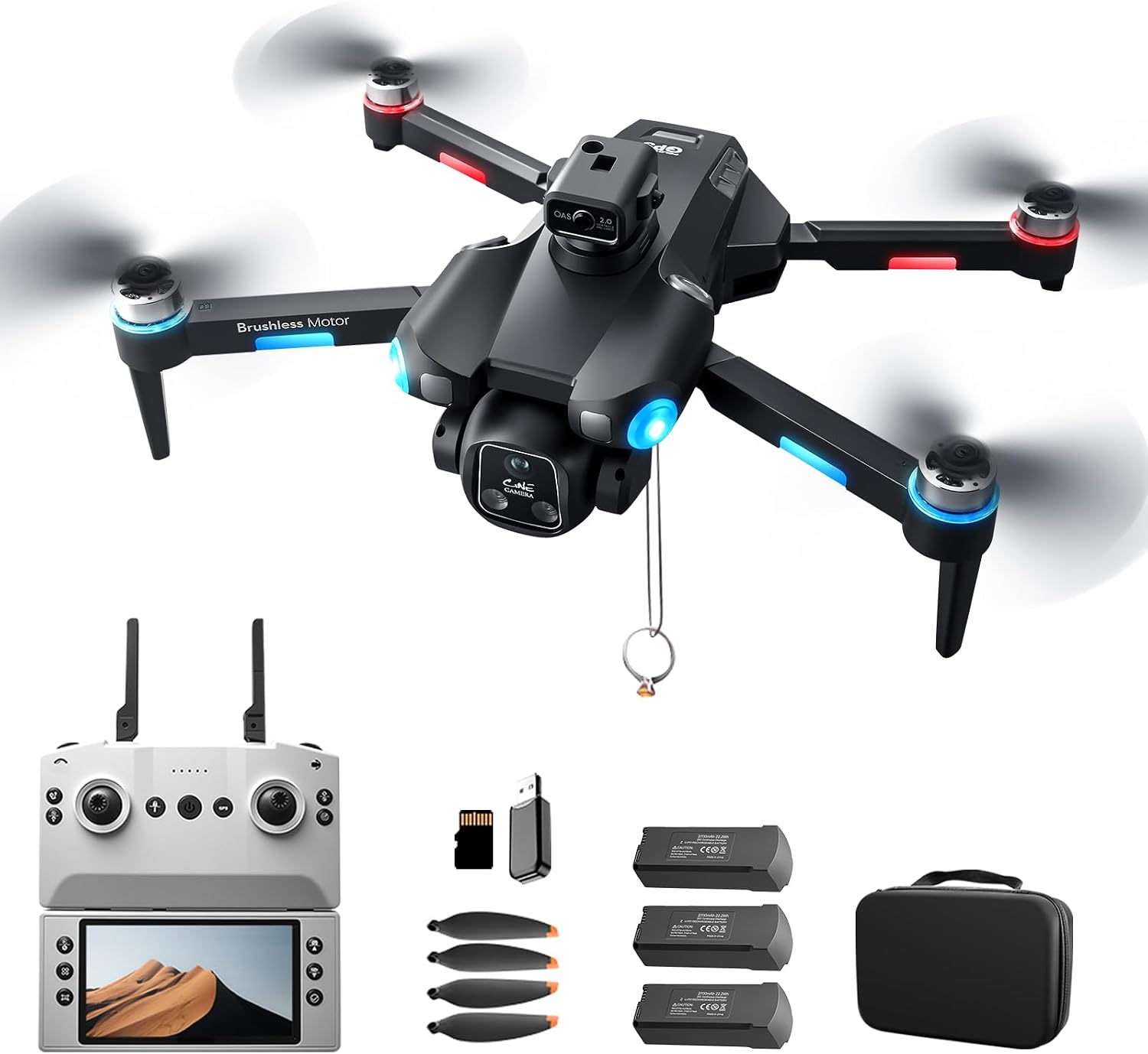 A189 GPS Drones with Camera for Adults 4K, 60Min Flight Time, 360° Obstacle Avoidance, 4.5" FPV Screen, 9842FT Long Control Range RC Quadcopter, One-Key Airdrop, Auto Return, Follow Me, Foldable Easy Fly Drones for Beginners, Birthday Gift, under 249G