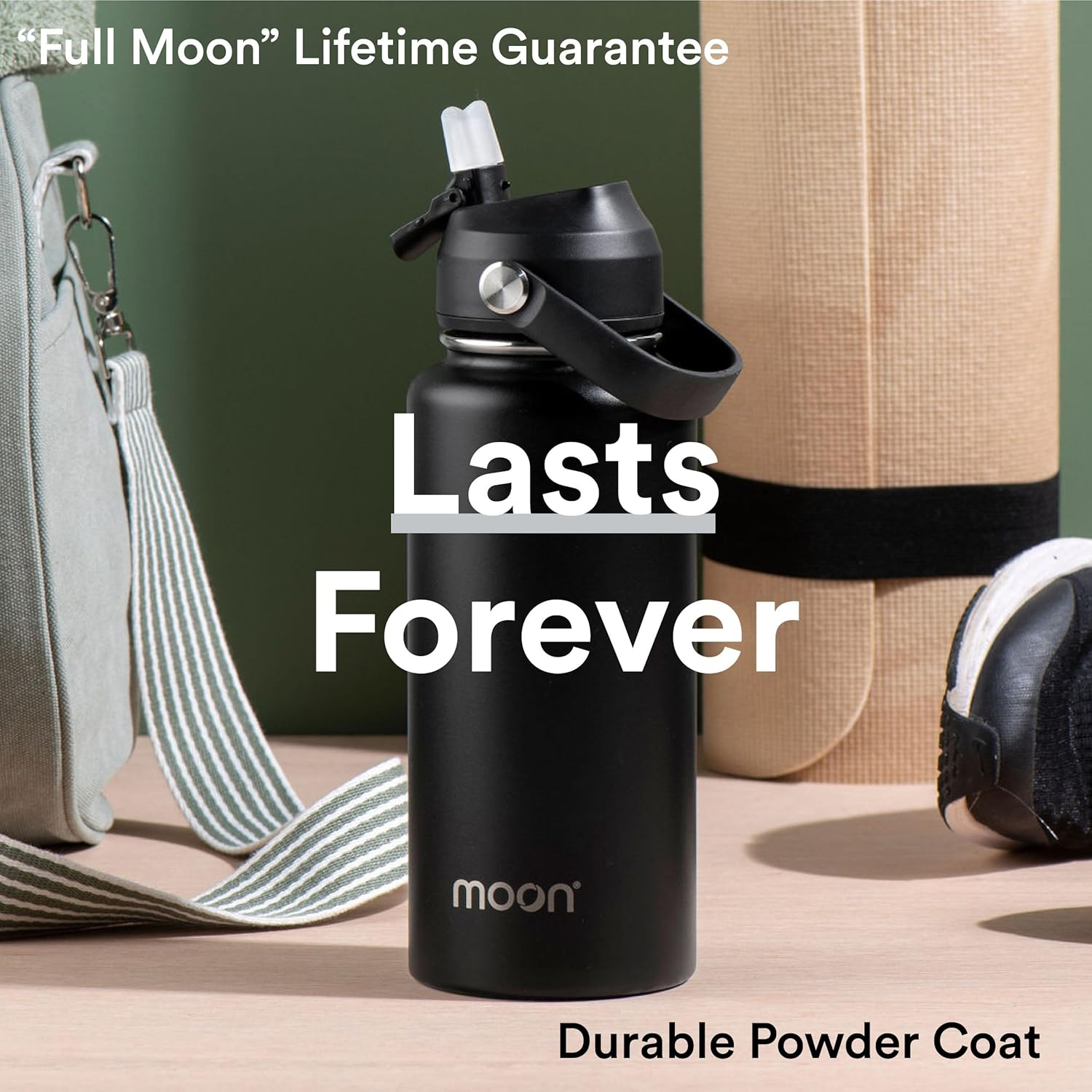 Moon Bottles - Insulated Water Bottle with Straw - Stainless Steel Sports Dri... - Picture 5 of 13