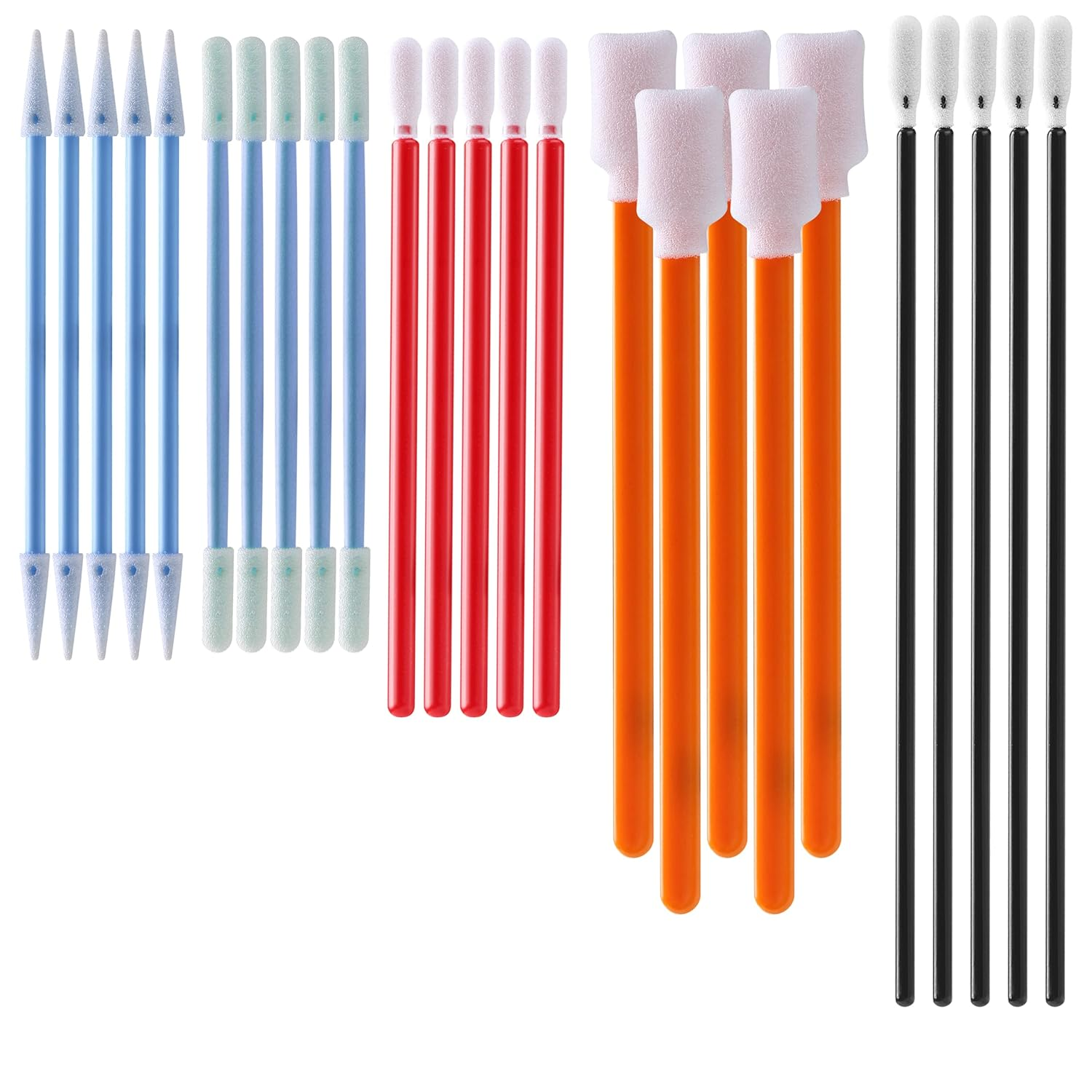 Aawipes Cleanroom Foam Tip Swab Set (5 Colors & Styles, 100 Pack) - Assorted 