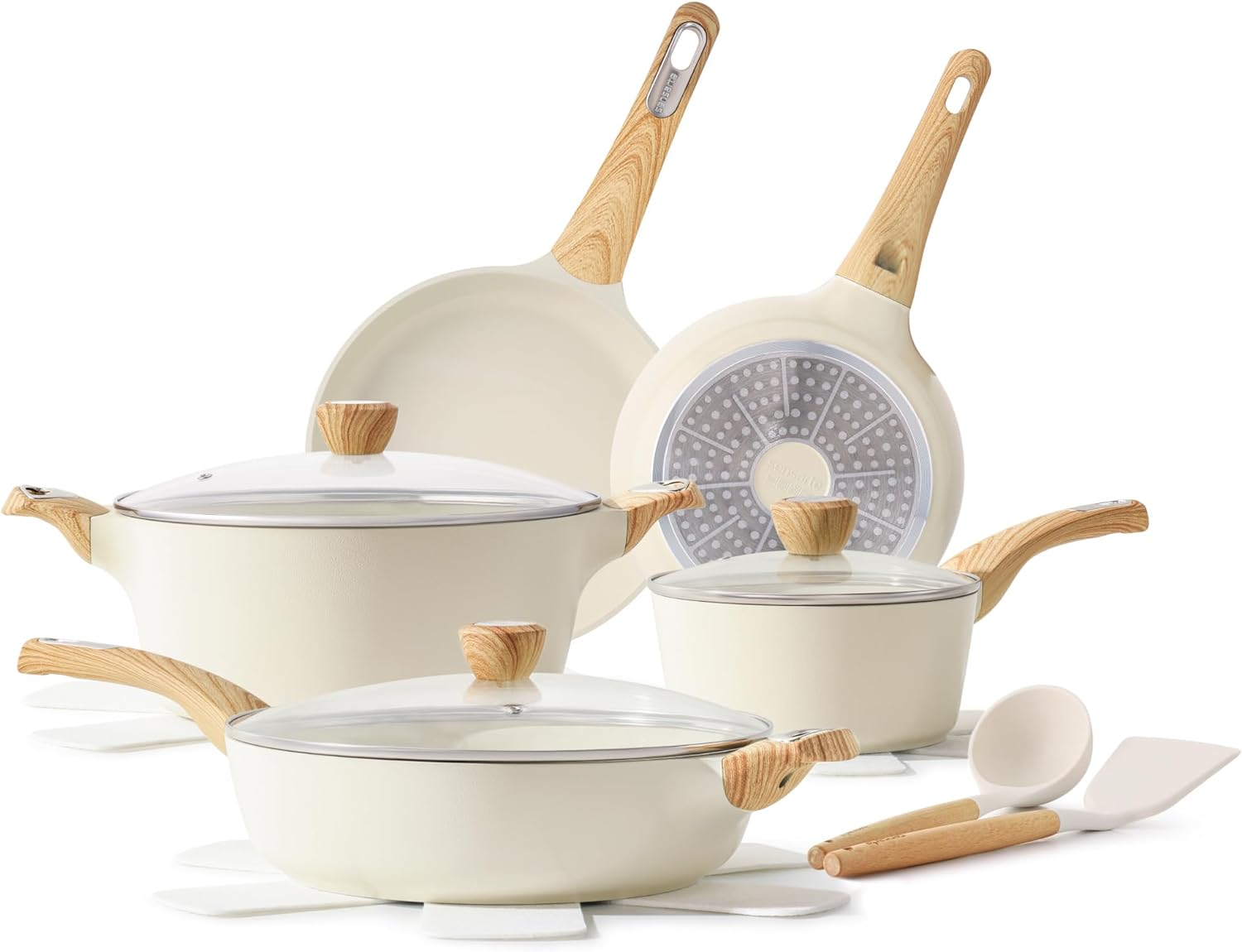 Juego De Sartenes y Ollas Para Cocina Antiadherentes Utensilios Acero Inoxidable