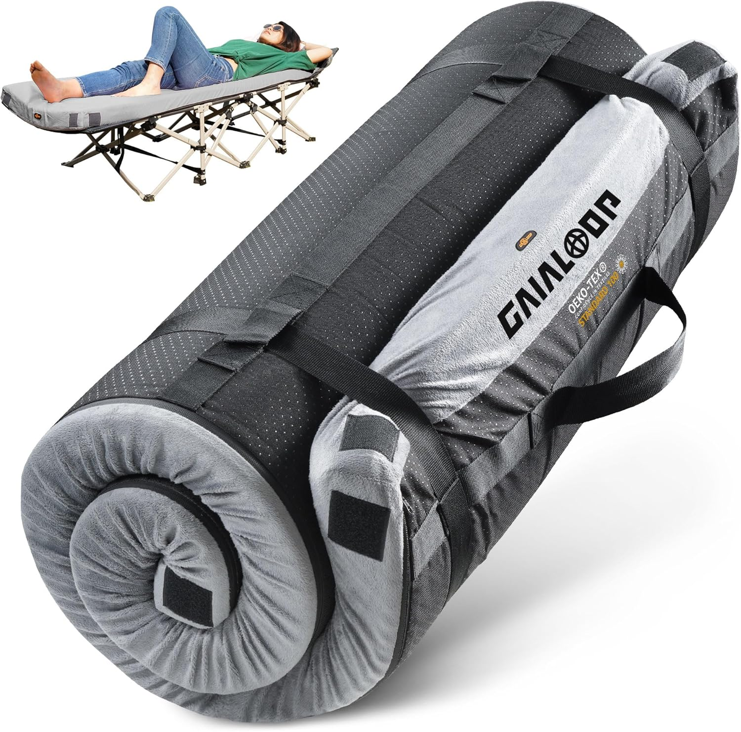 4 INCH Thick Foam Camping Mattress [Car/Tent/Cot] 30D Foam Portable Floor Sleeping Mat Cot Pad Roll up Mattress for Guests Sleepovers RV Truck Camper